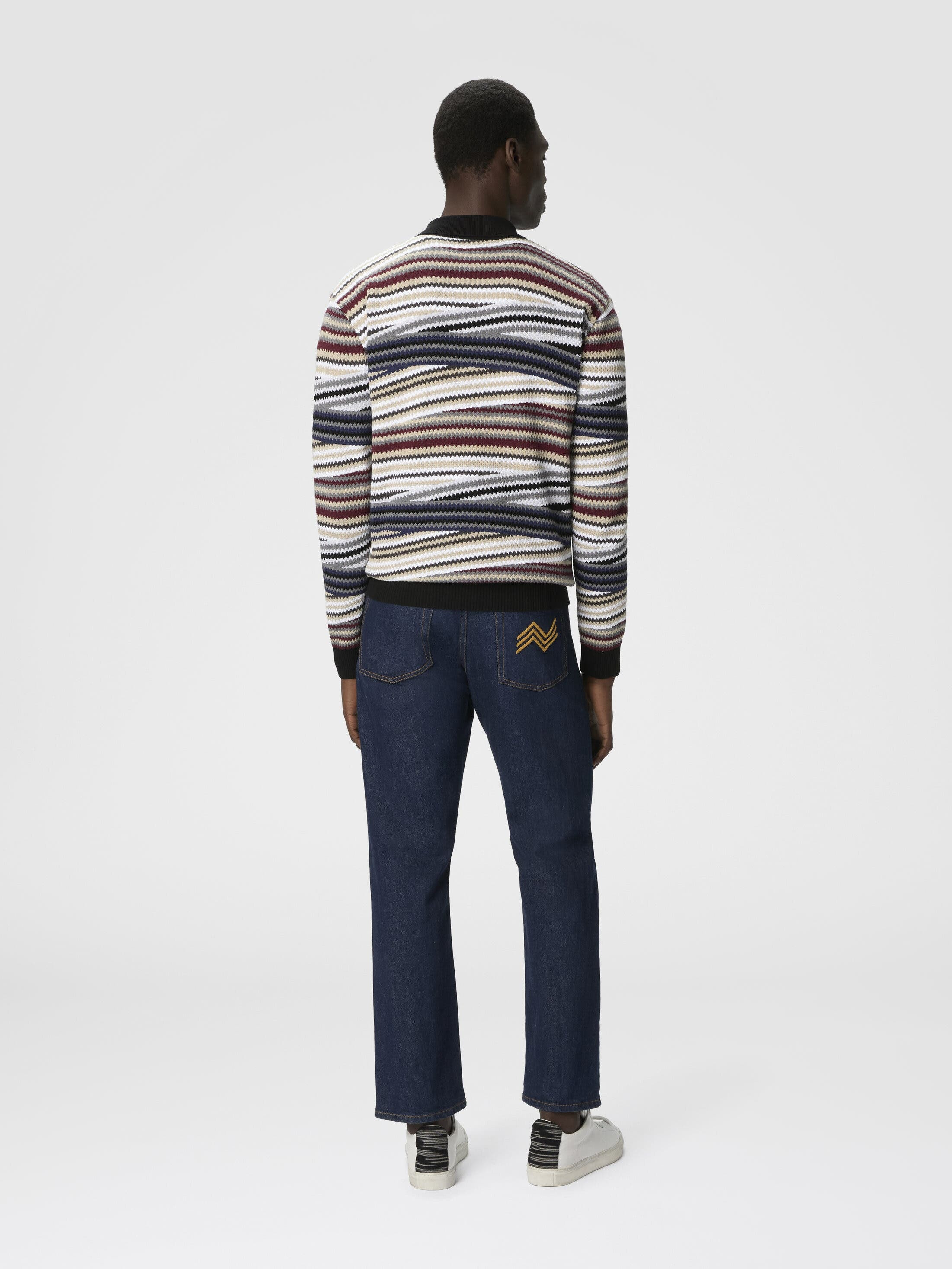 Missoni Long Sleeve Polo With Zip And Striped Zigzag Pattern in Multicoloured at Nordstrom - 3