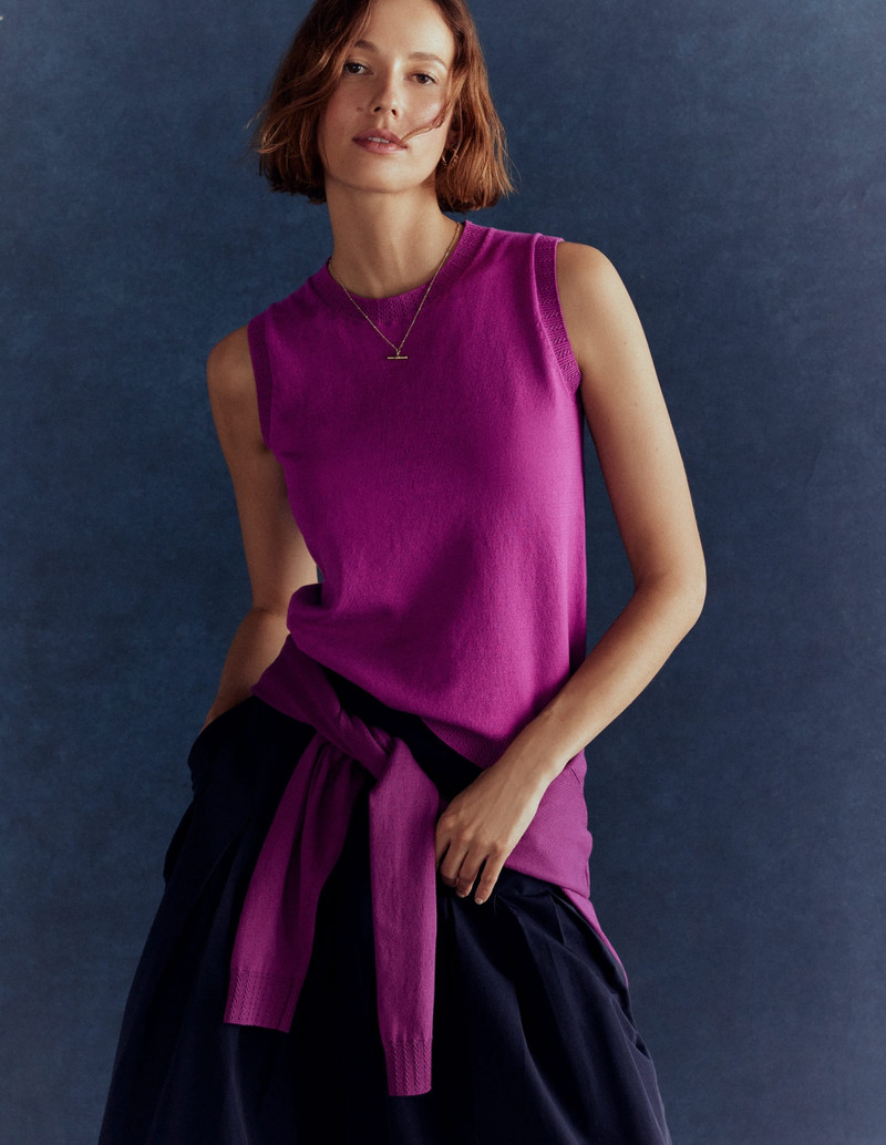 Emilia Cotton Crew Neck Vest-Regal Purple 5