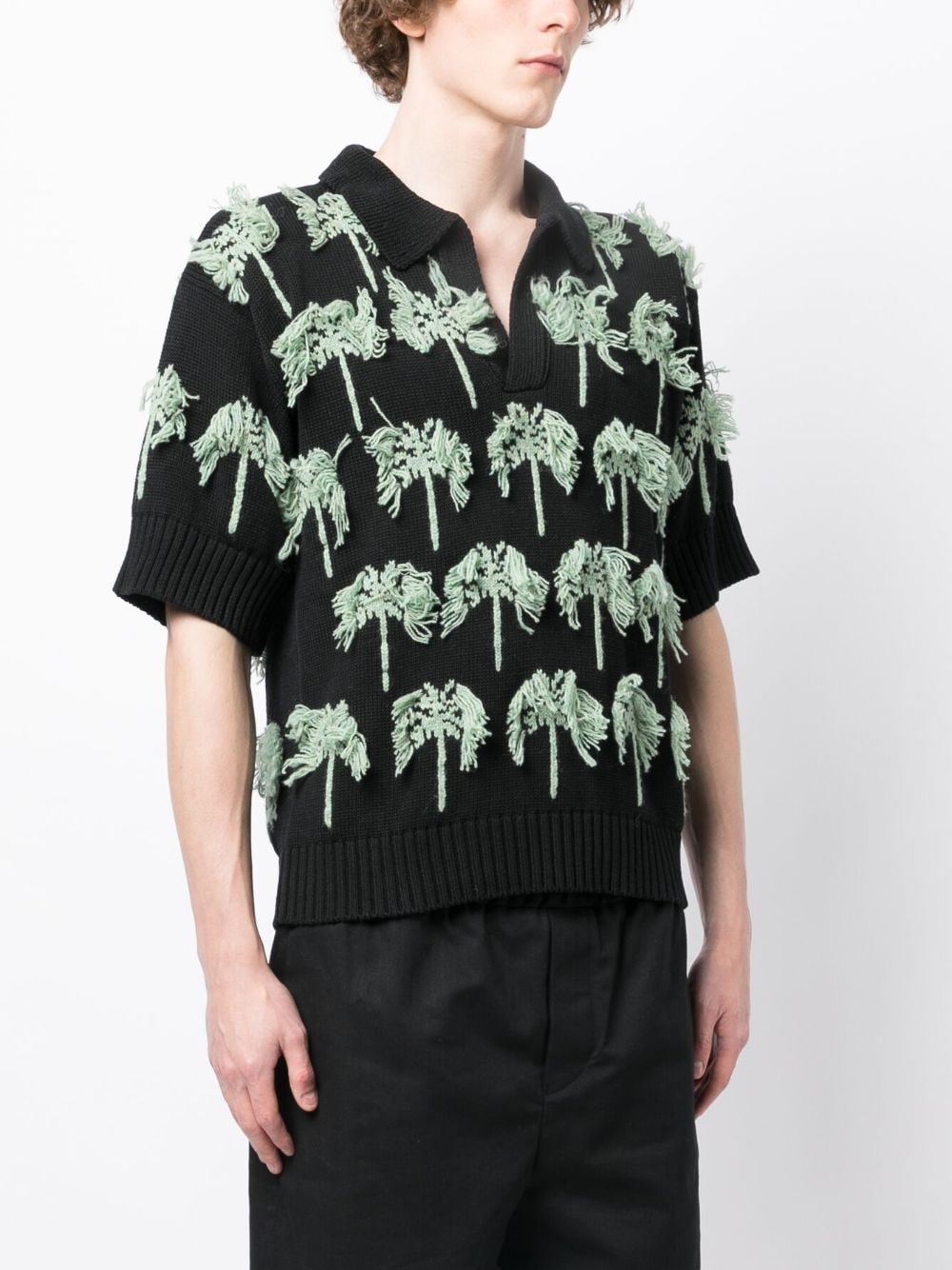 palm-tree knitted polo shirt - 3