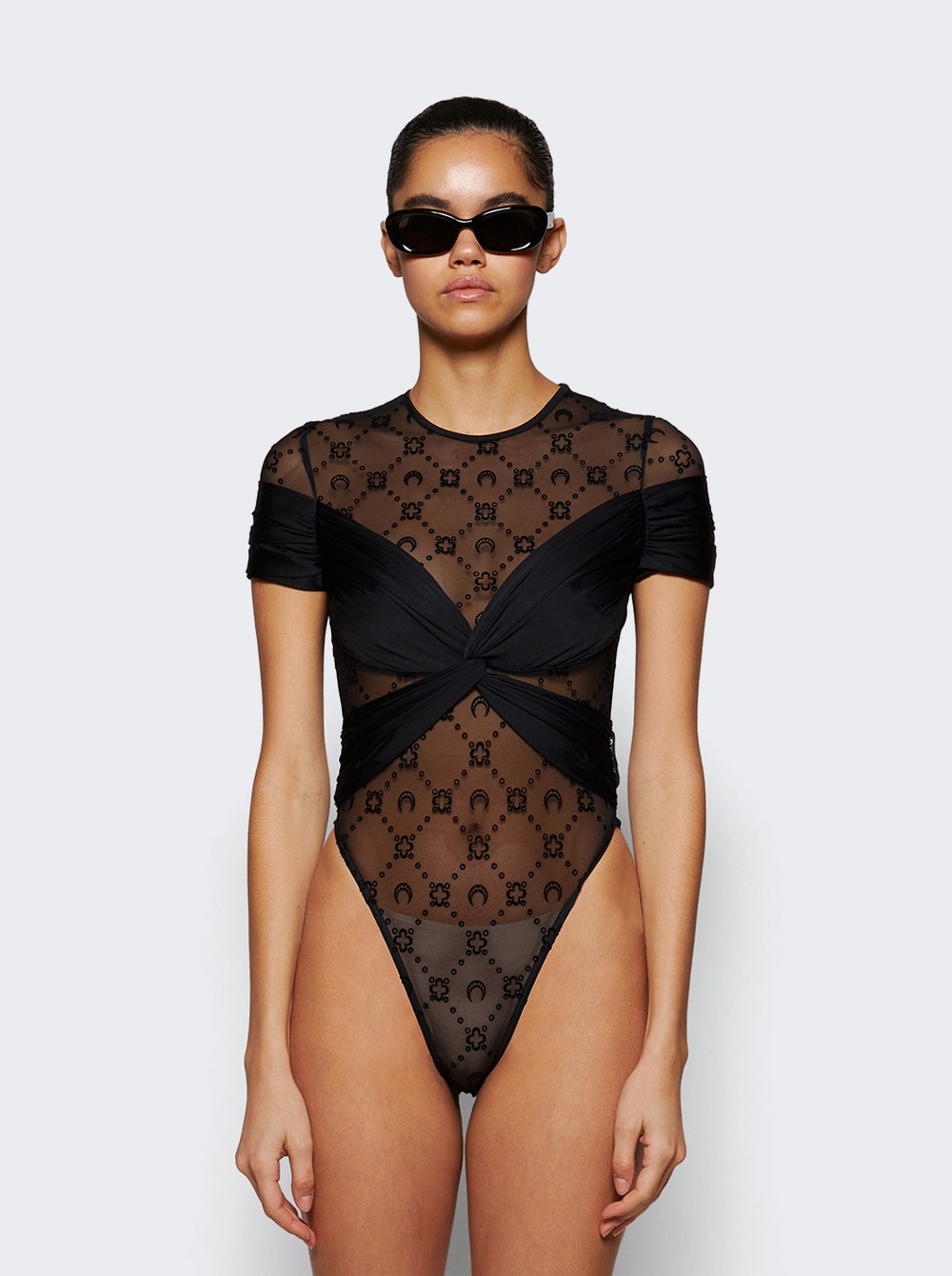 Draped Jersey Bodysuit Black - 2