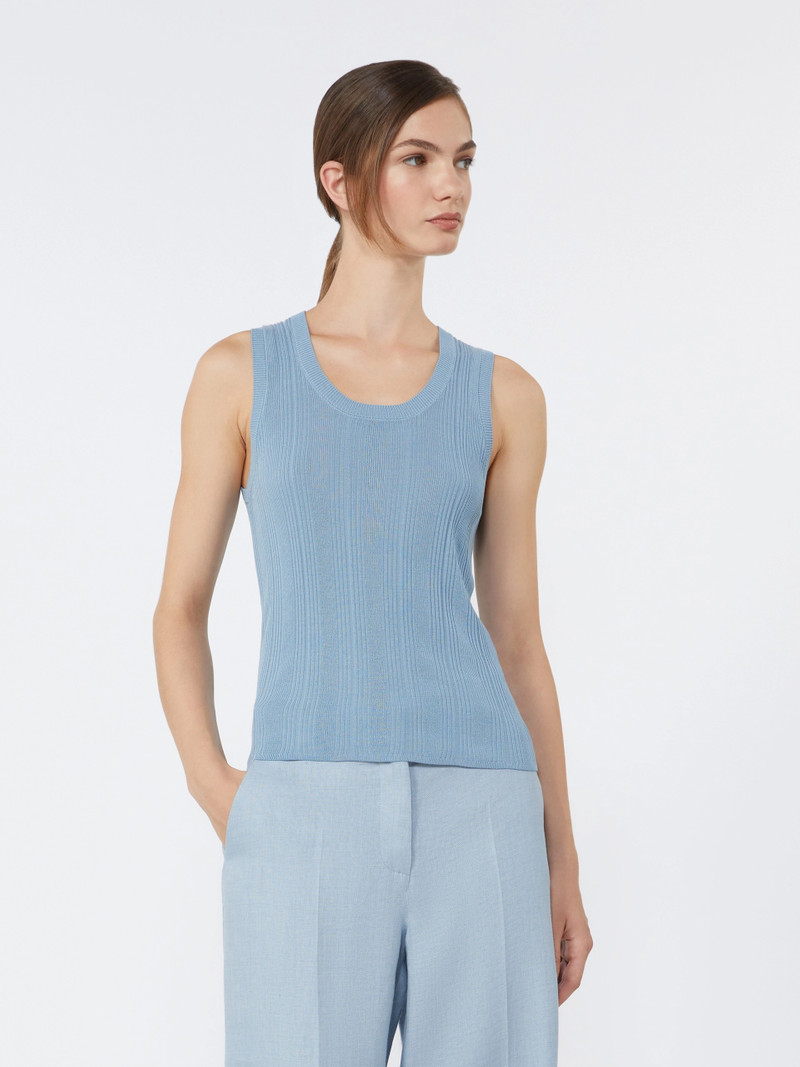 COSE Viscose yarn sleeveless jumper - LIGHT BLUE 5