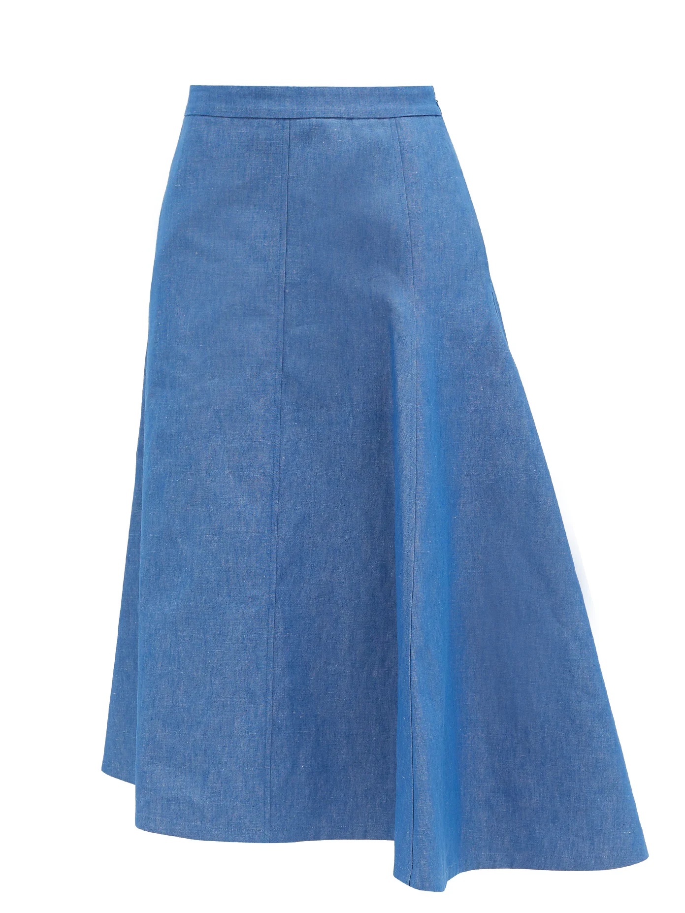 Mia asymmetric cotton-blend midi skirt - 1