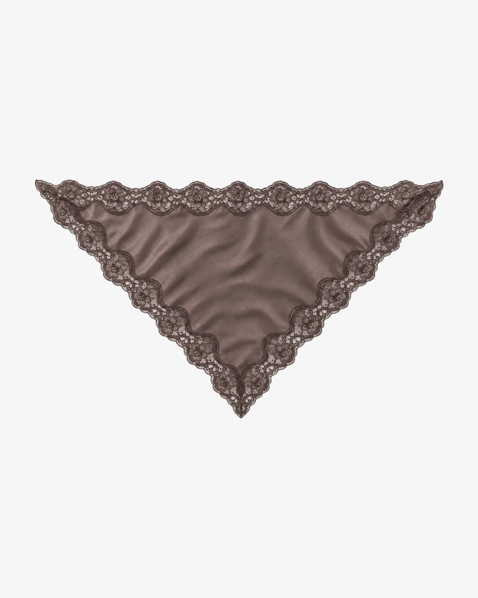 SILK SCARF WITH BROWN LACE - 1