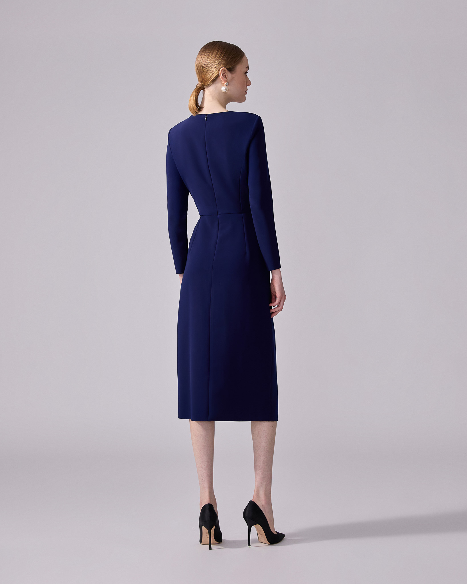 Sheath Dress With Side Drape - 3