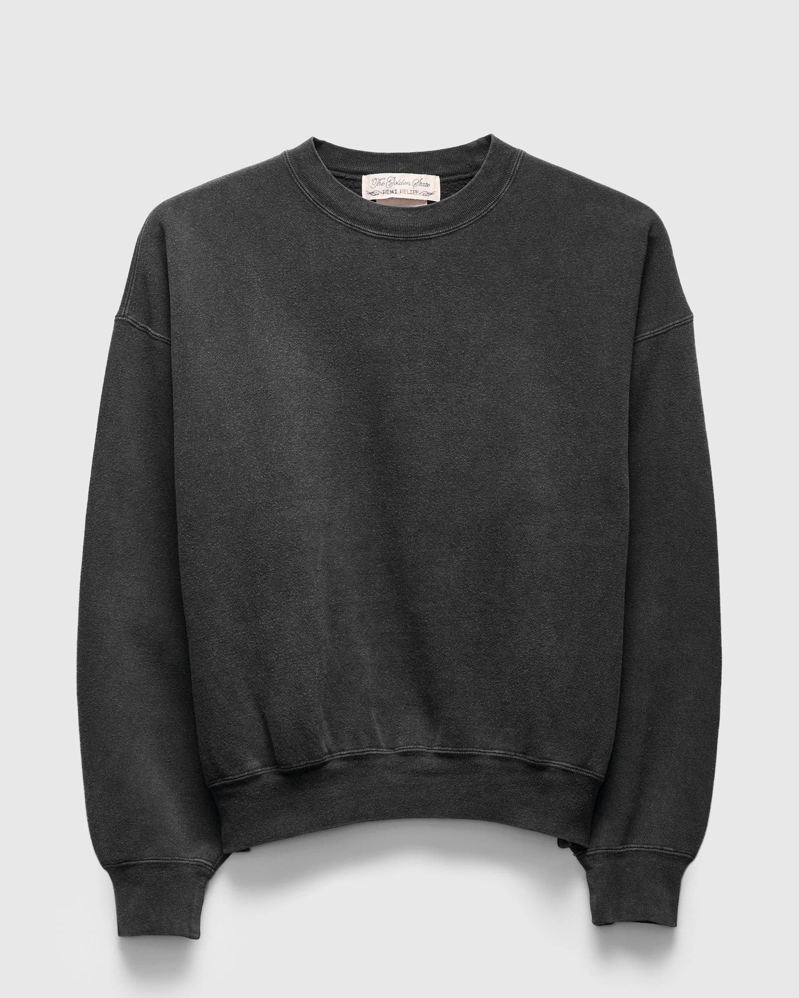 14G Brushed Fleece Crewneck in Black - 1