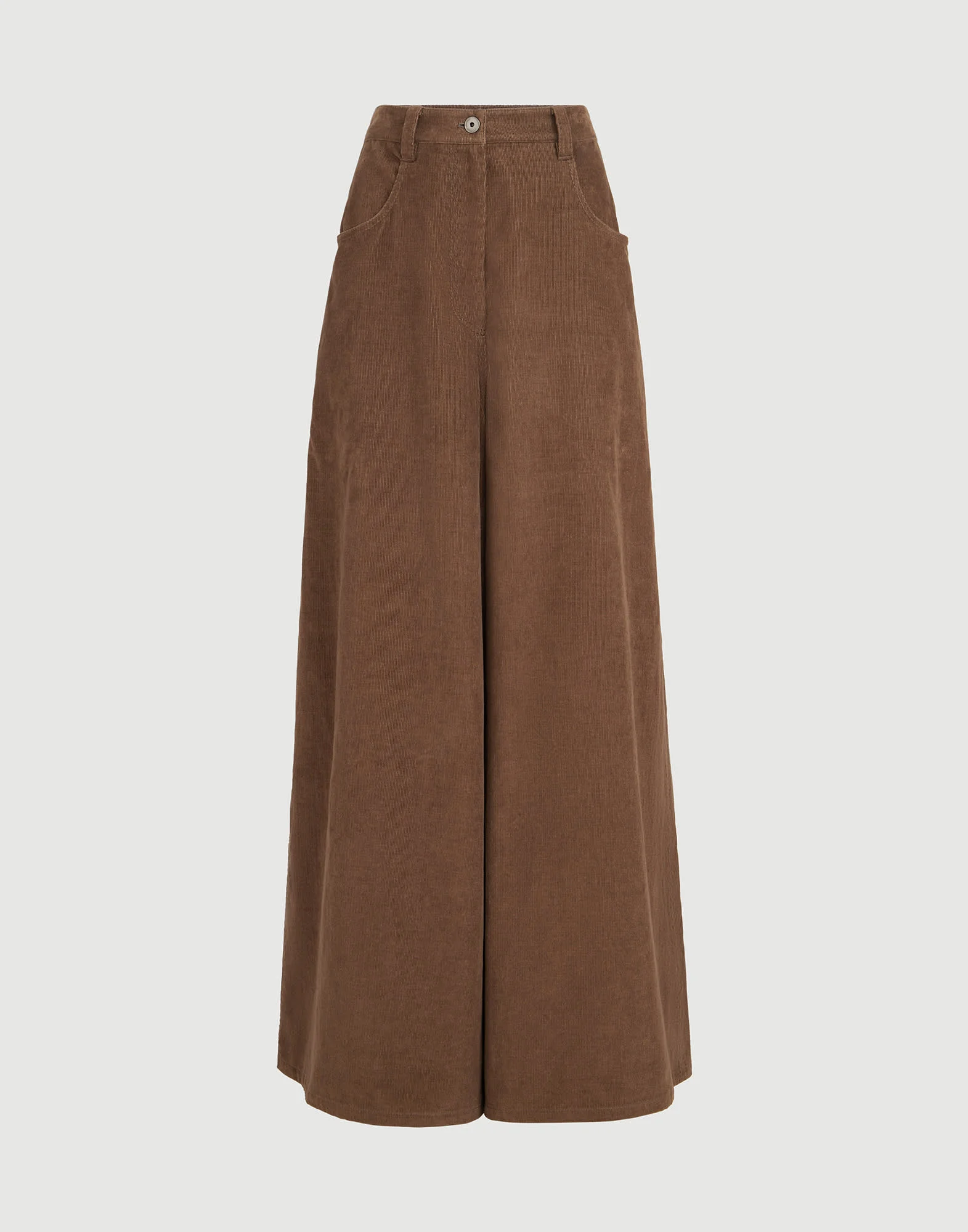 Stretch cotton and cashmere corduroy five-pocket maxi trousers with monili - 1
