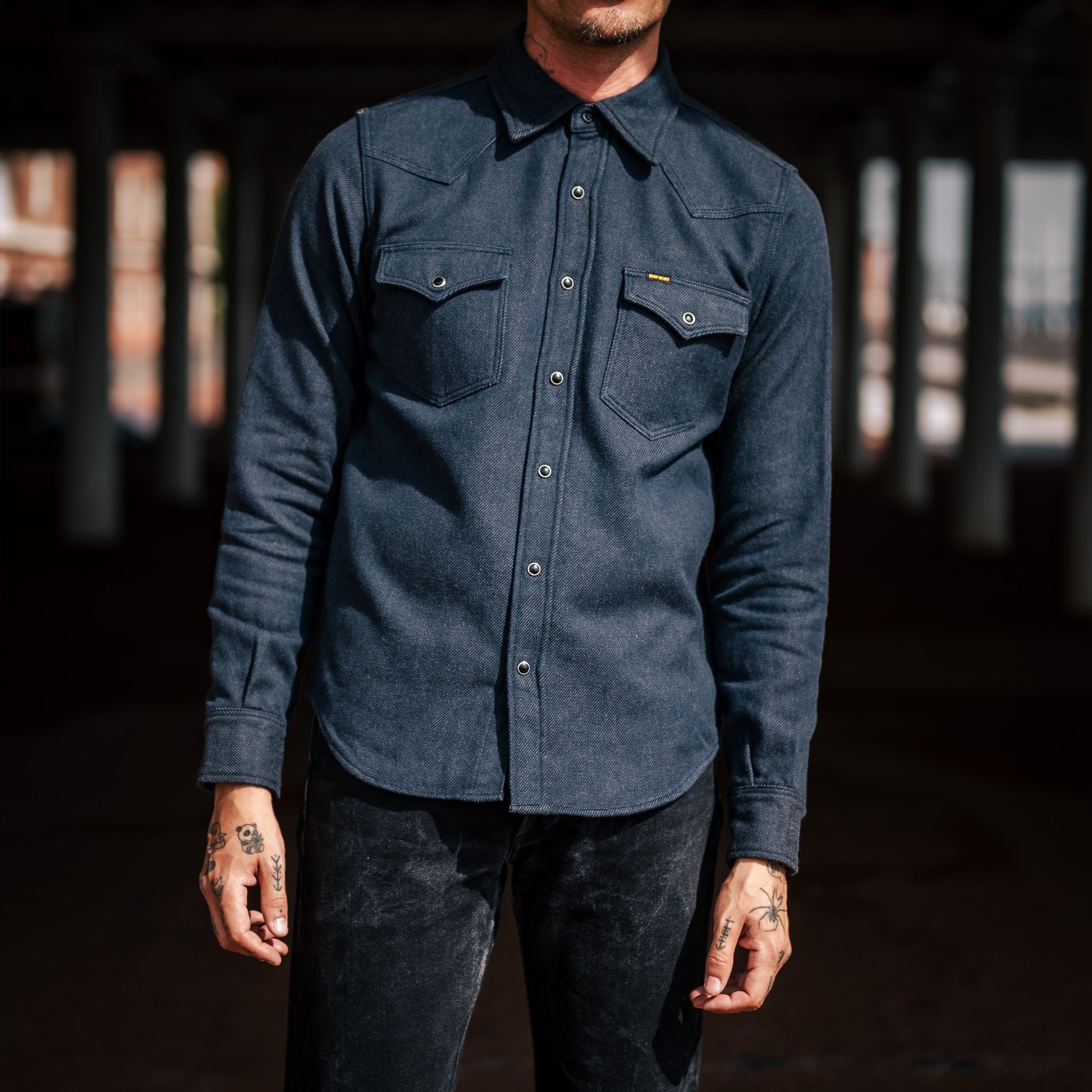 IHSH-BRUND-NAV 12oz Ultra Heavy Flannel Western Shirt - Navy - 4