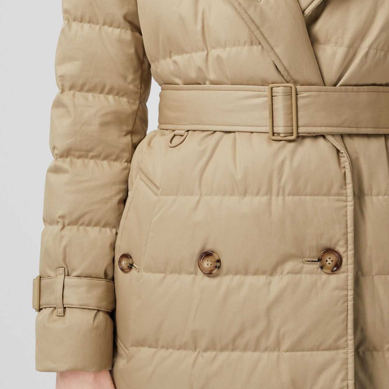 Detachable Hood Cotton Gabardine Puffer Coat - 5