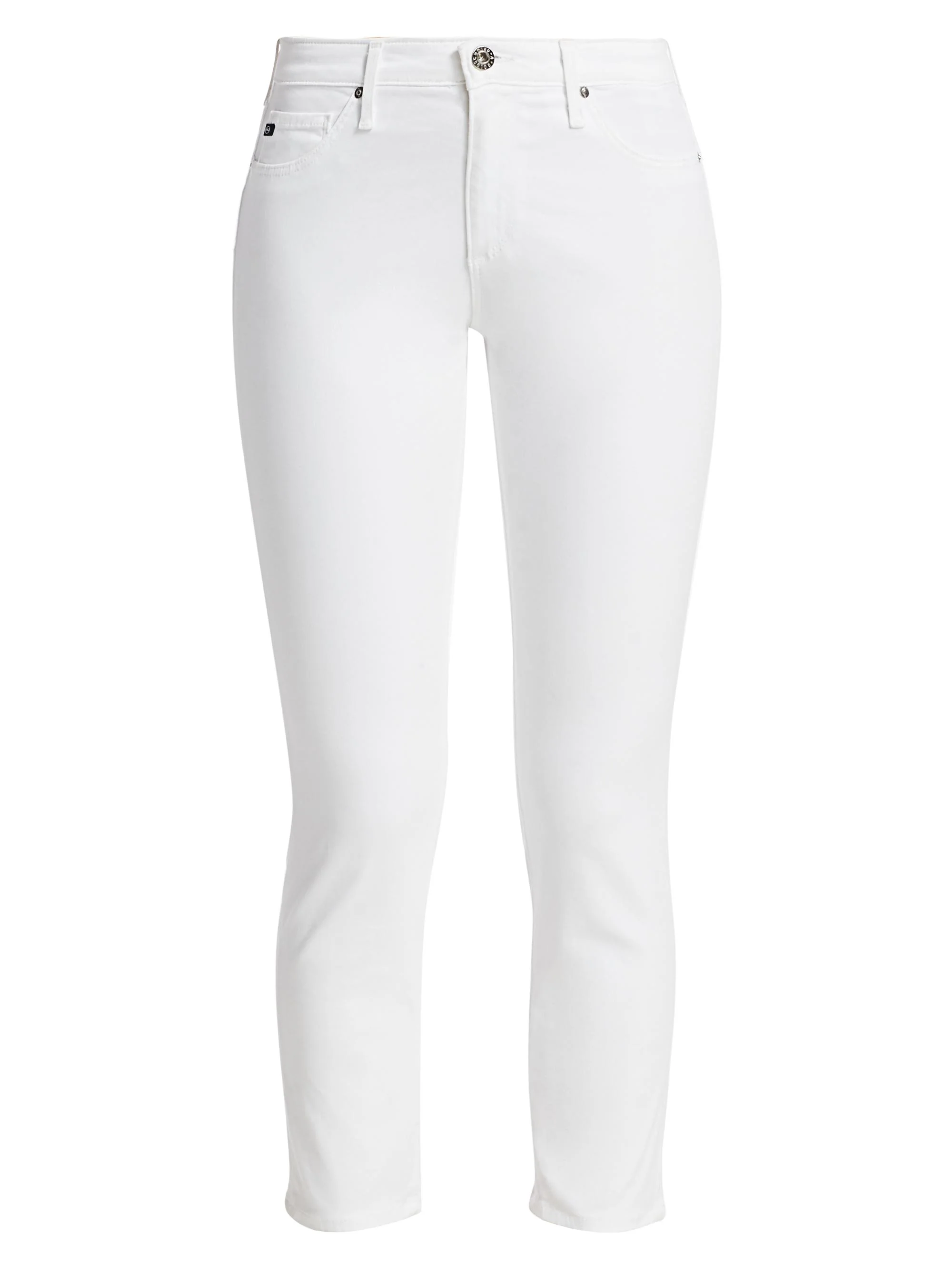 Women's Prima Sateen Mid-Rise Crop Cigarette Pants - White - 1