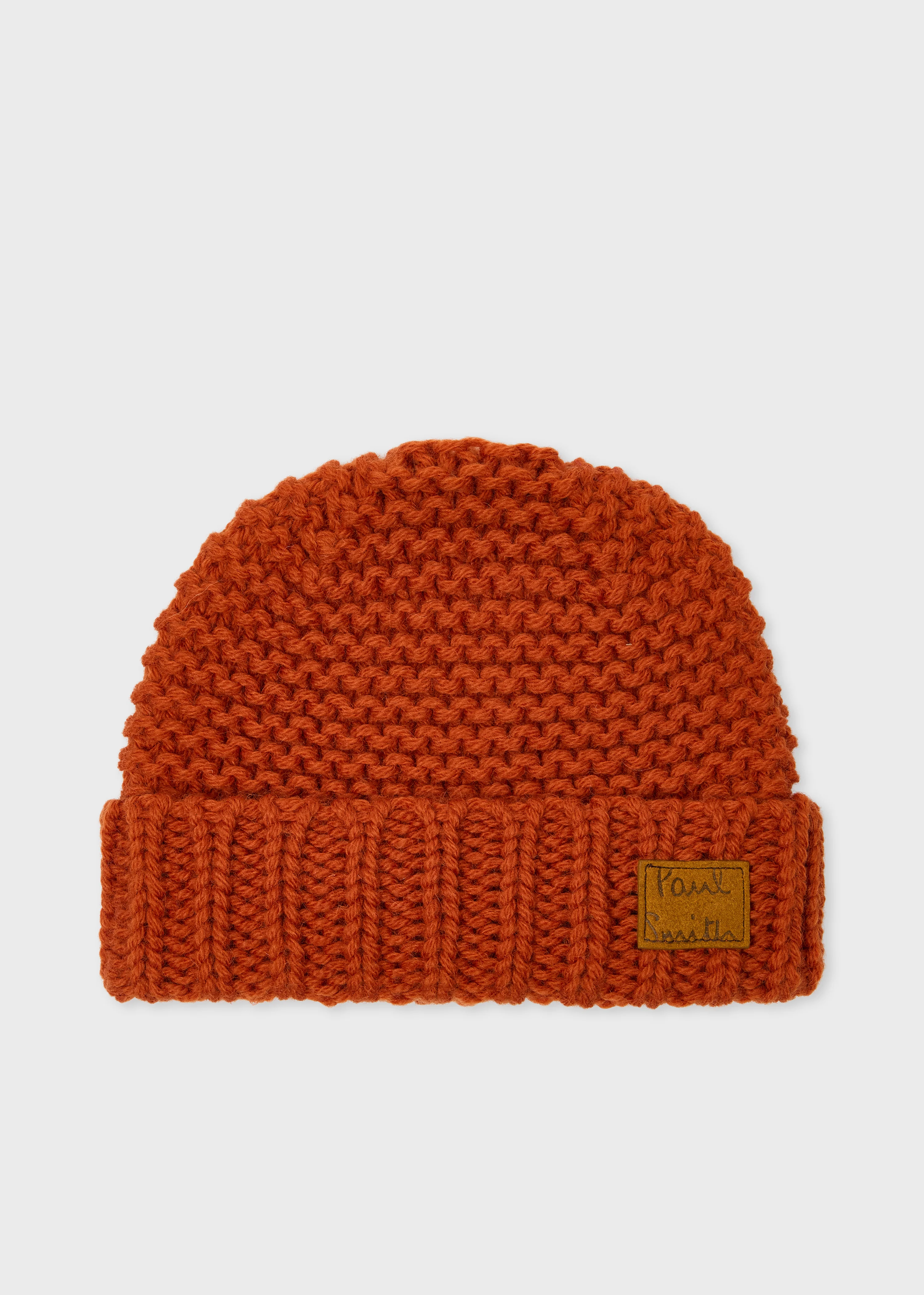 Burnt Orange Chunky Knit Wool Beanie - 1