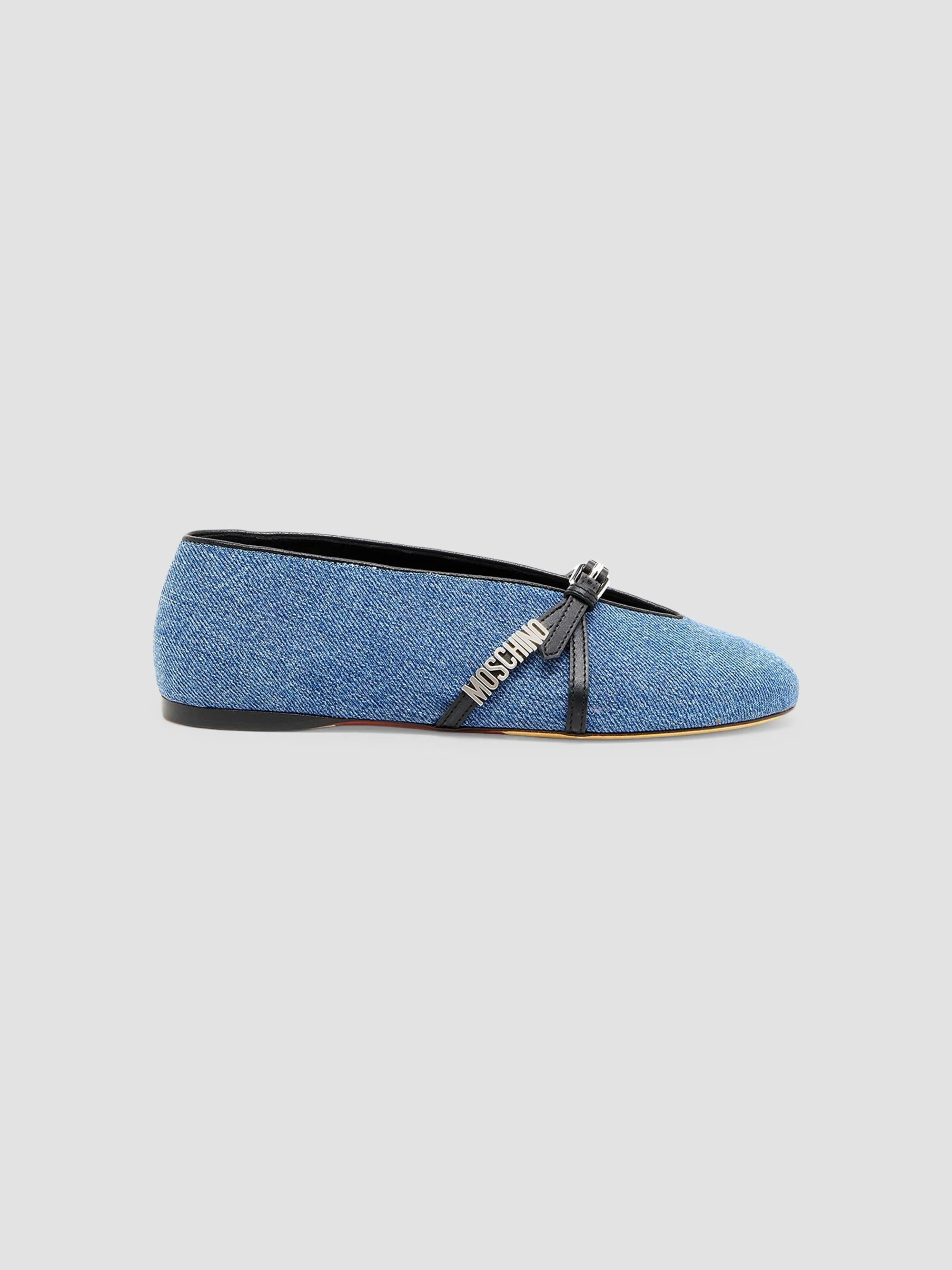 Women's Duck Denim Ballet Flats - Denim Black - 1