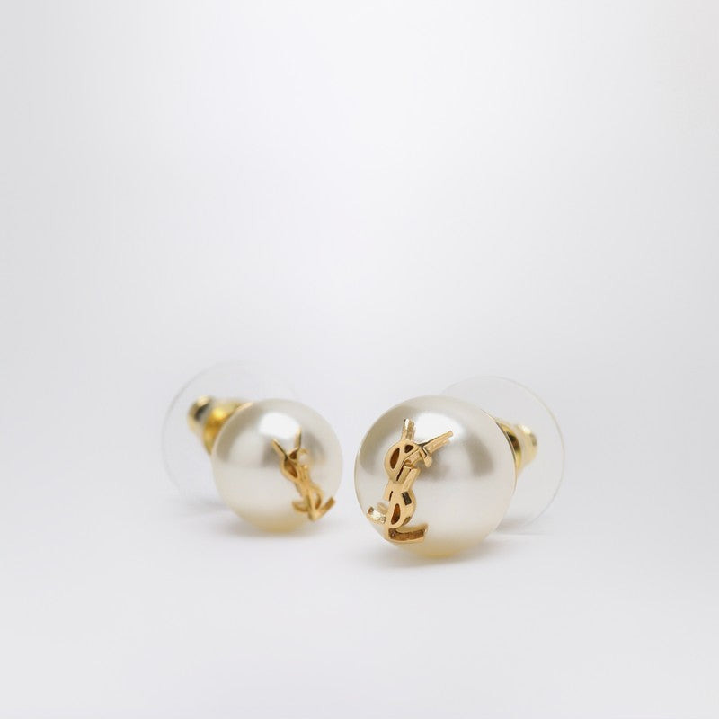 Saint Laurent Asymmetrical Earrings With Pearl And Cassandre Logo Women - 2