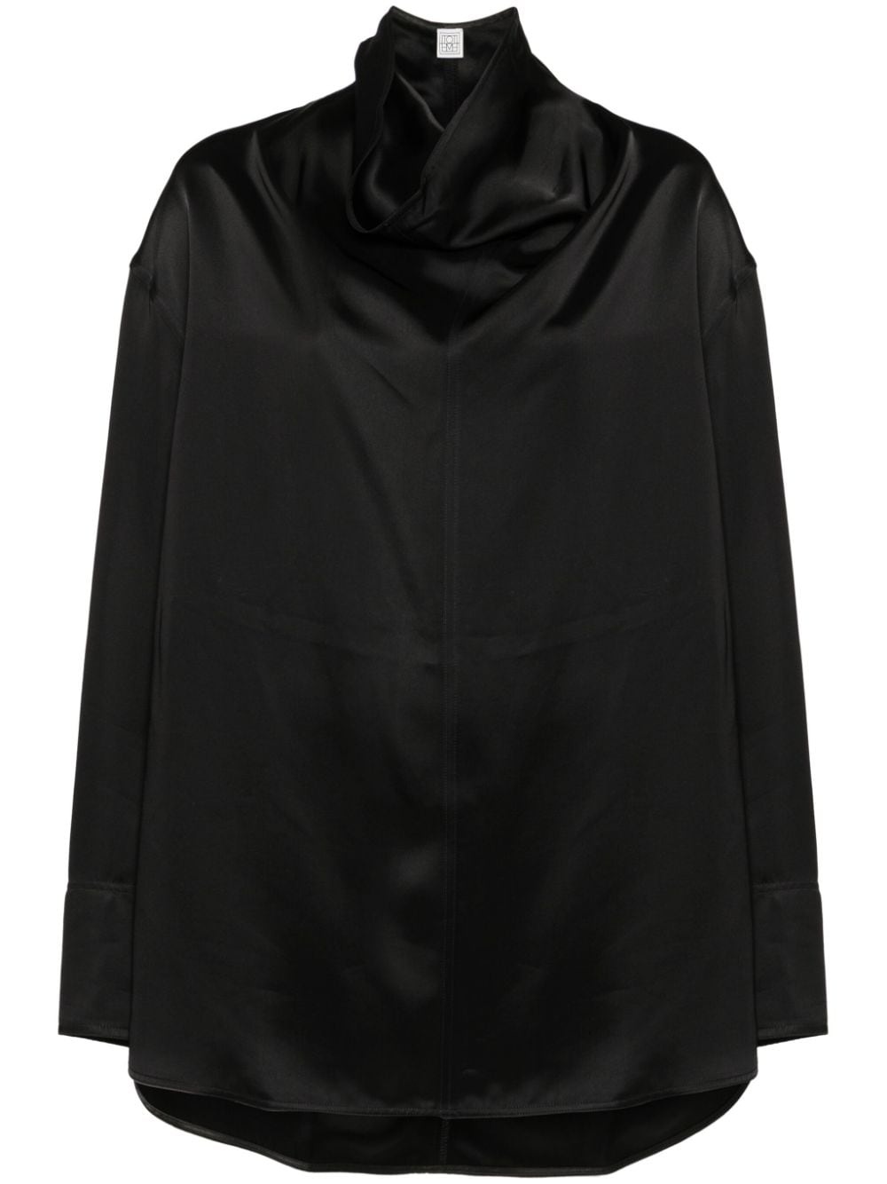 funnel-neck satin blouse - 1