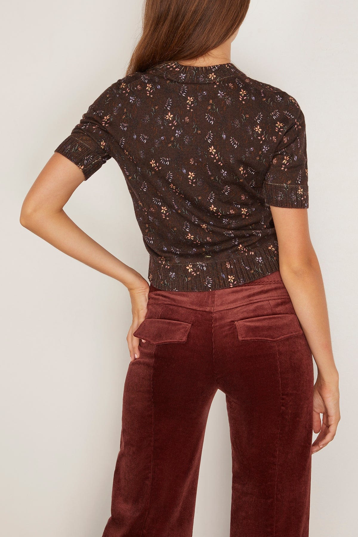 Delicate Statement Pullover in Winter Blossom Dark Brown - 4