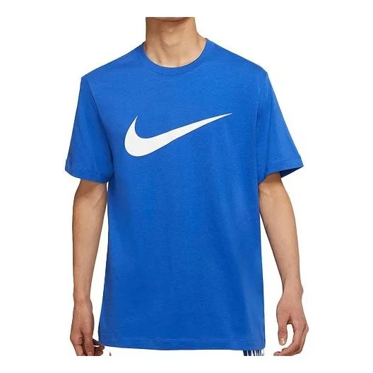 Men's Nike Logo Printing Round Neck Pullover Short Sleeve Blue T-Shirt BV0628-480 - 1
