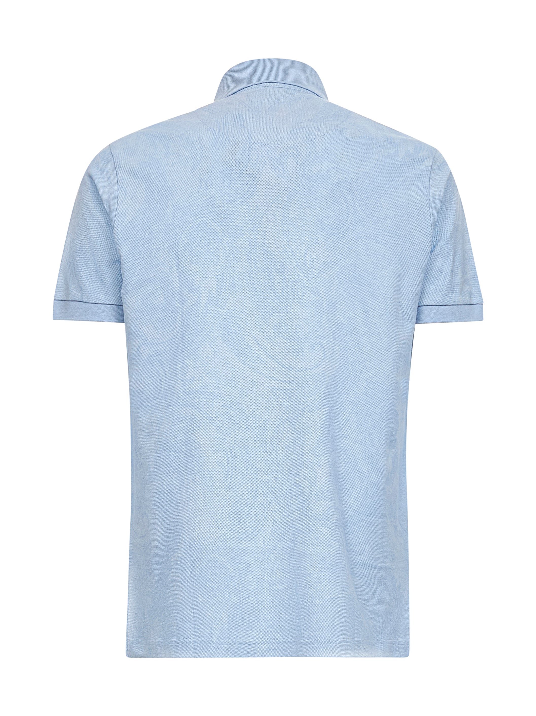 Light blue Paisley jacquard cotton polo shirt - 2