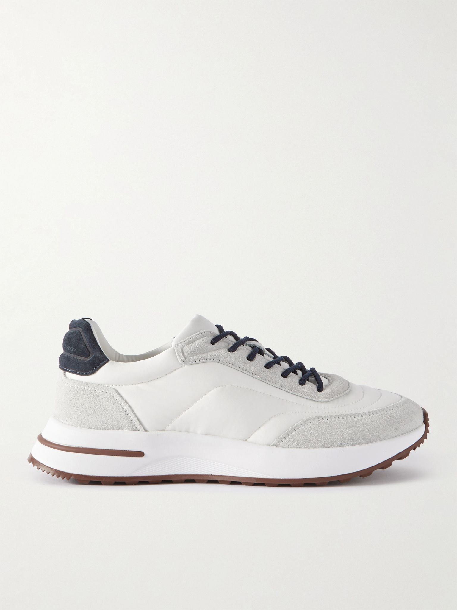 Weekend Walk Suede-Trimmed Shell Sneakers White - 1
