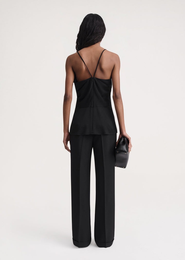 Draped twill cami top black - 4