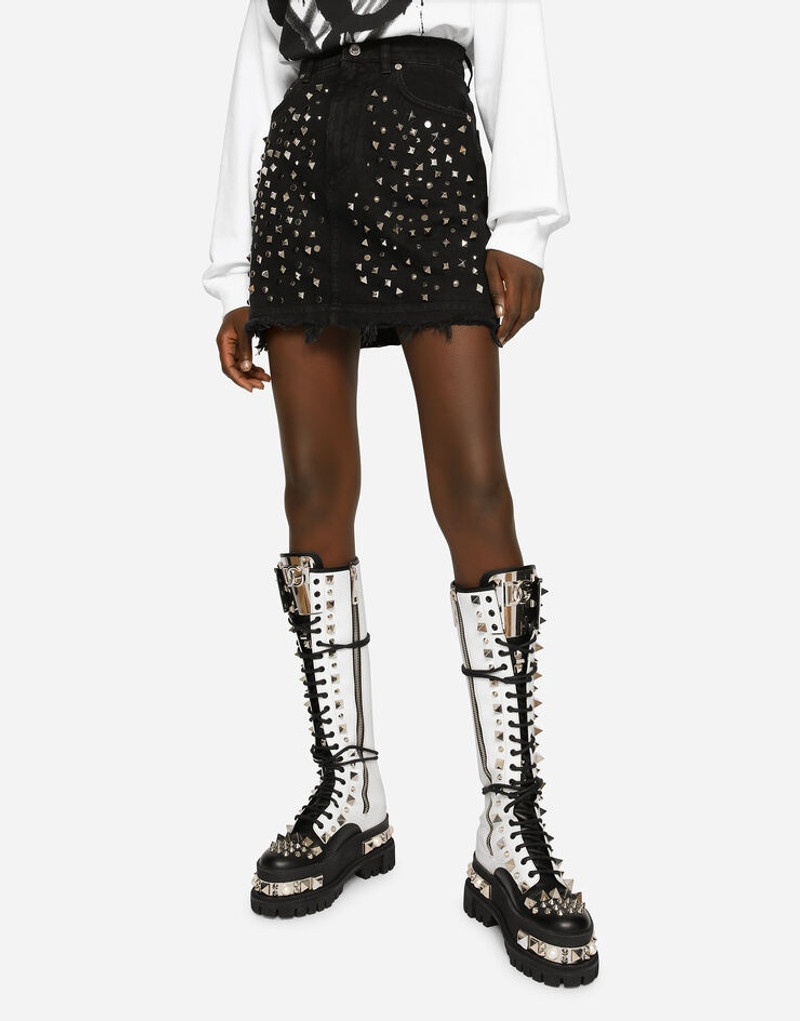 Studded denim miniskirt 4