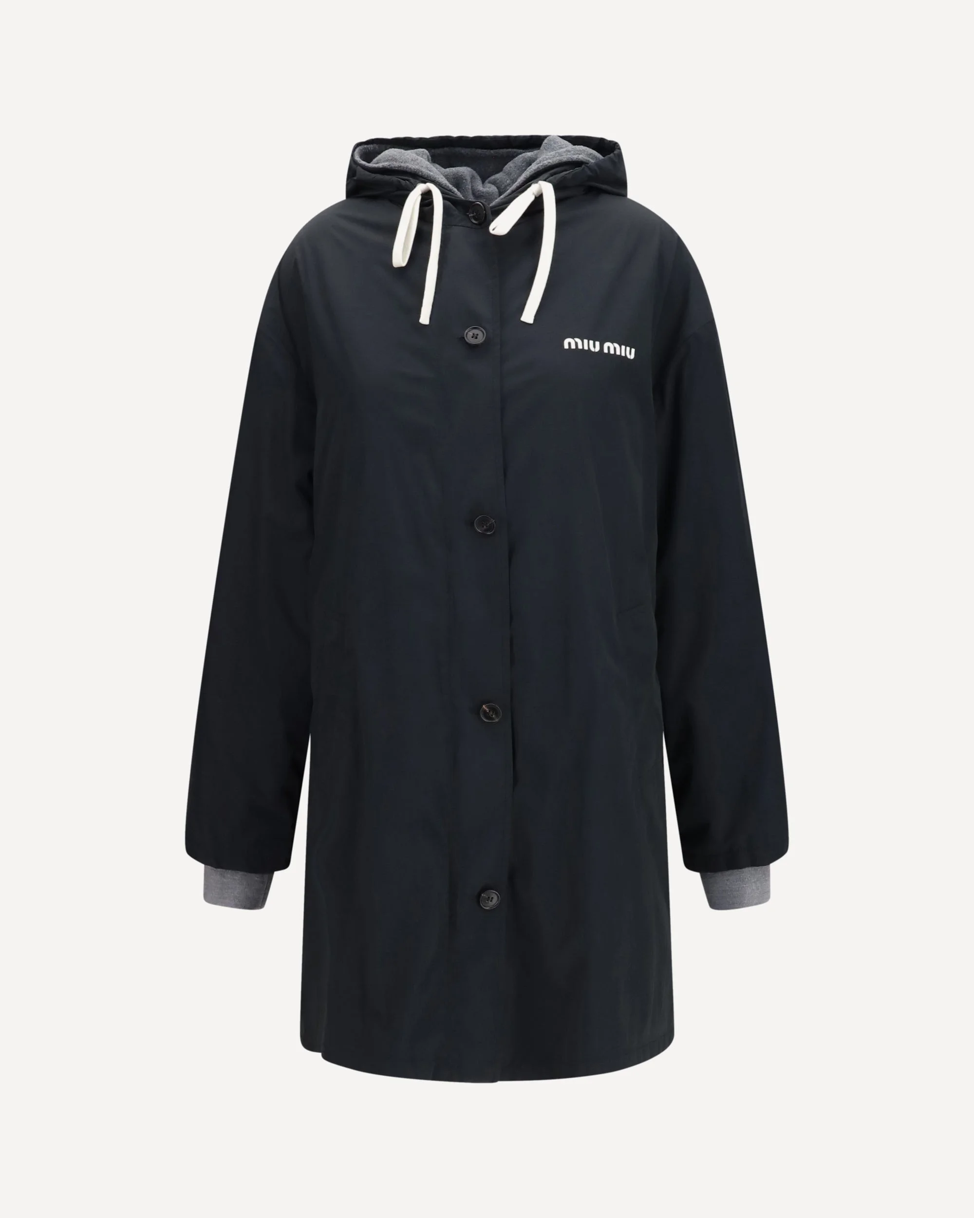 Panama and fleece single-breasted Peacoat - 1