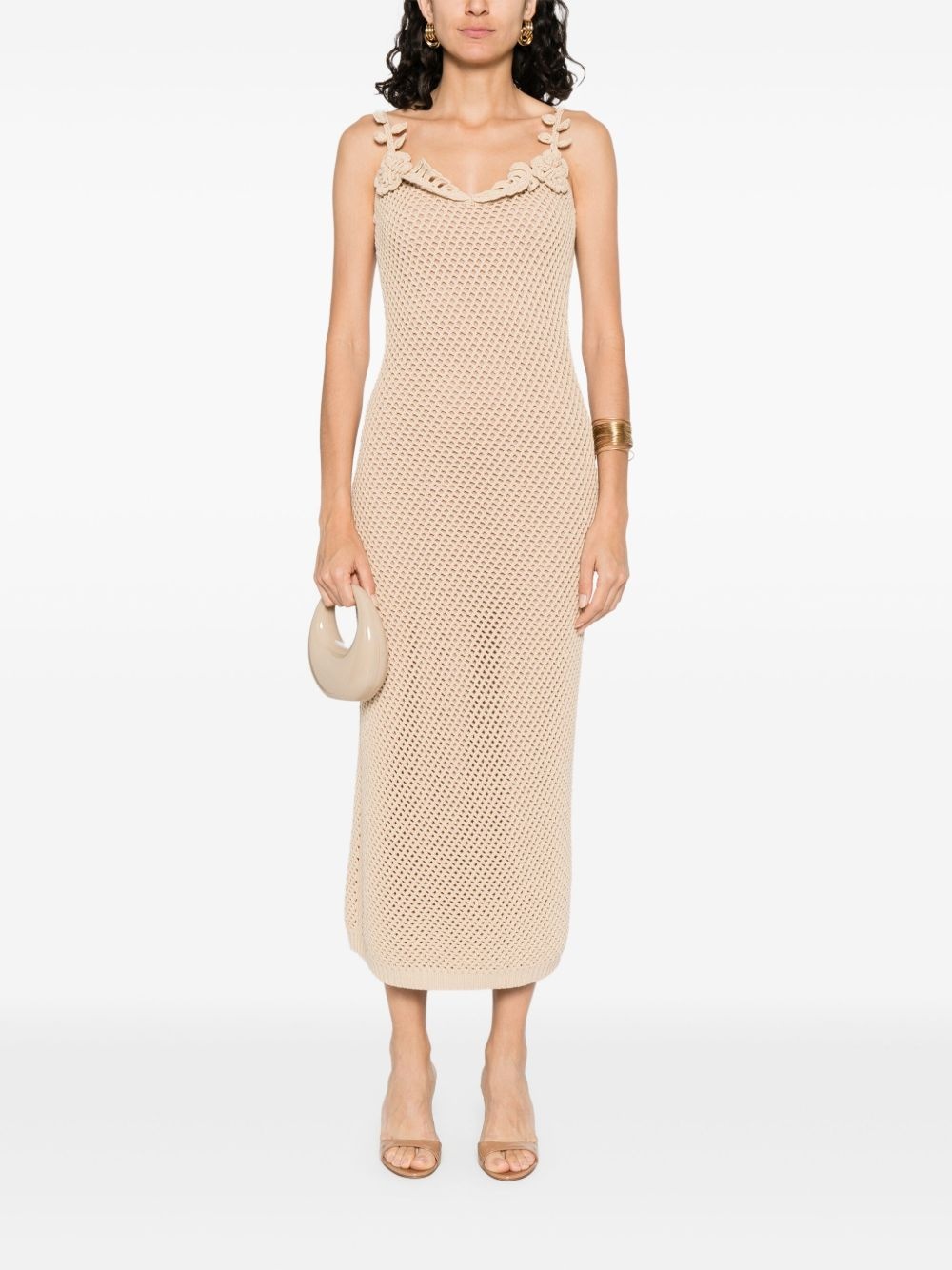 floral-appliqué mesh dress - 2