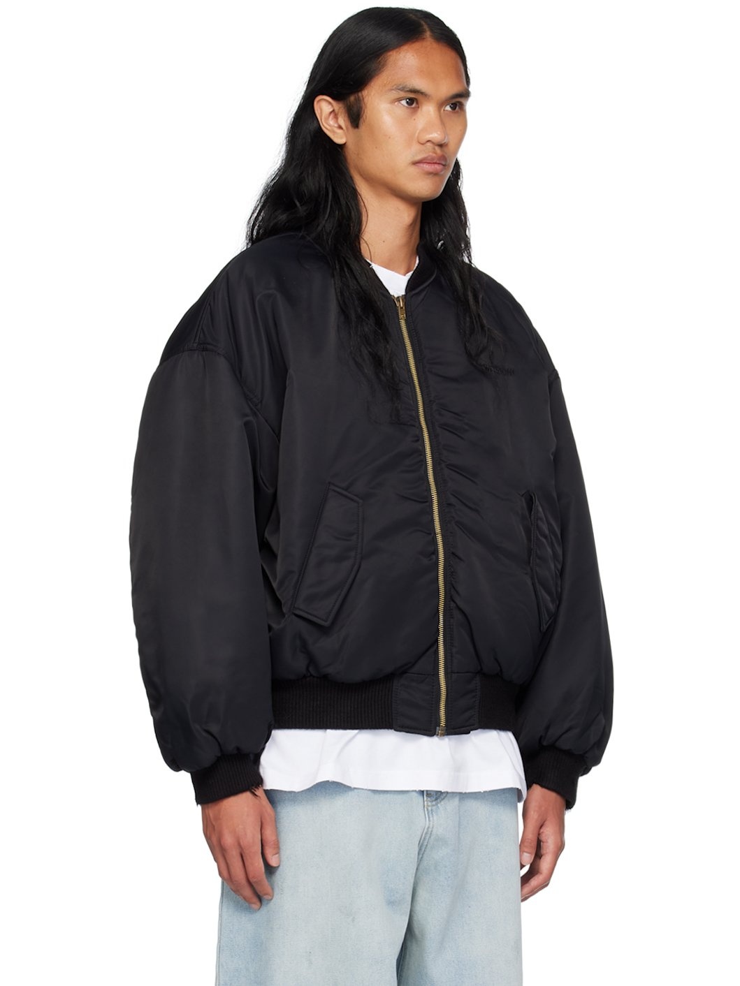 Black Destroyed Bomber Jacket - 2