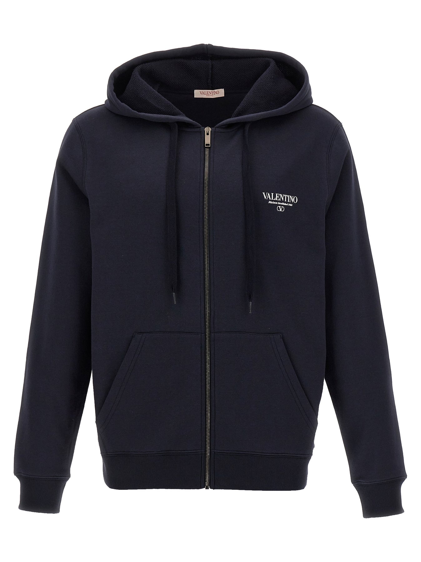 Valentino Logo Print Hoodie Sweatshirt Blue - 1