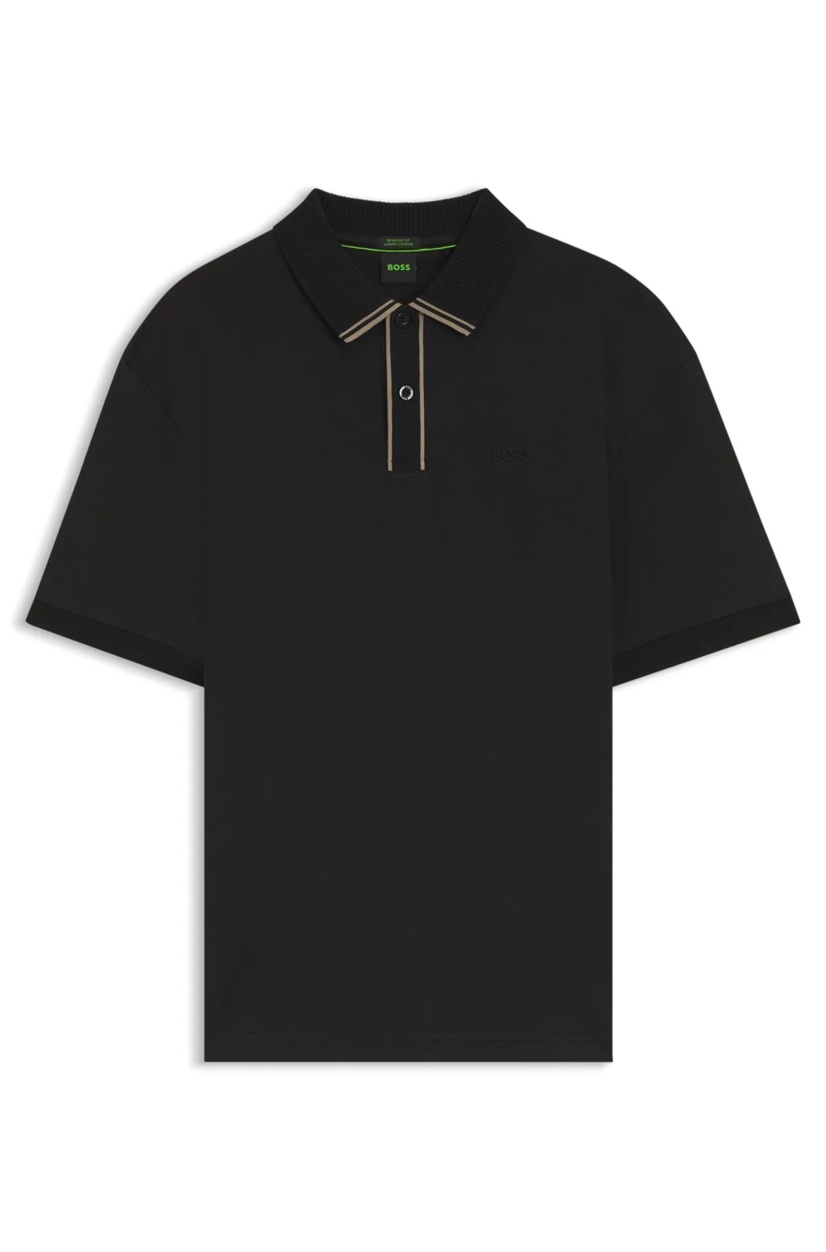 STRIPED-TRIM POLO SHIRT IN INTERLOCK COTTON - 1