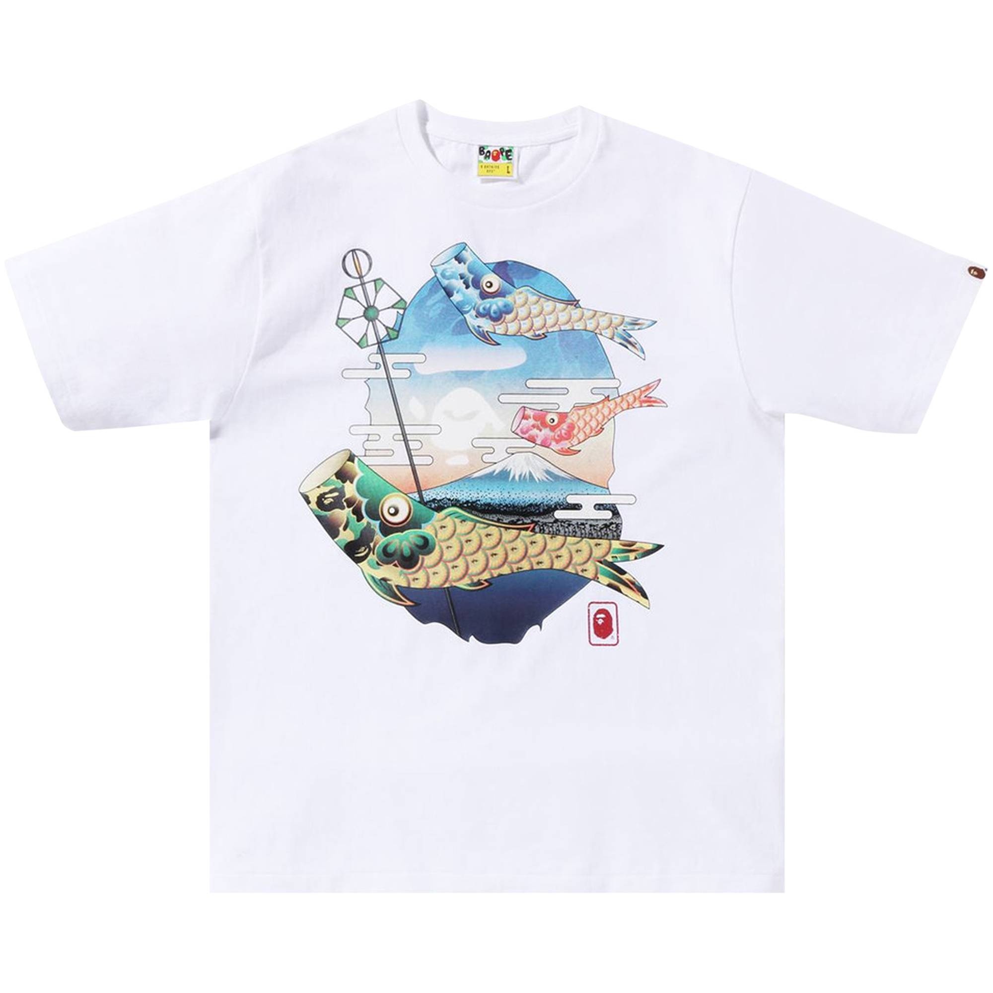 BAPE Koinobori Carp Flags Ape Head Tee 'White' - 1