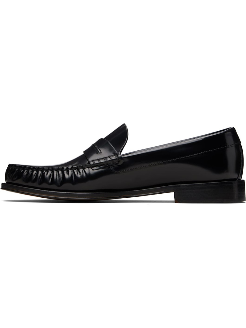 TOM FORD Black Burnished Leather Penny Loafers outlook