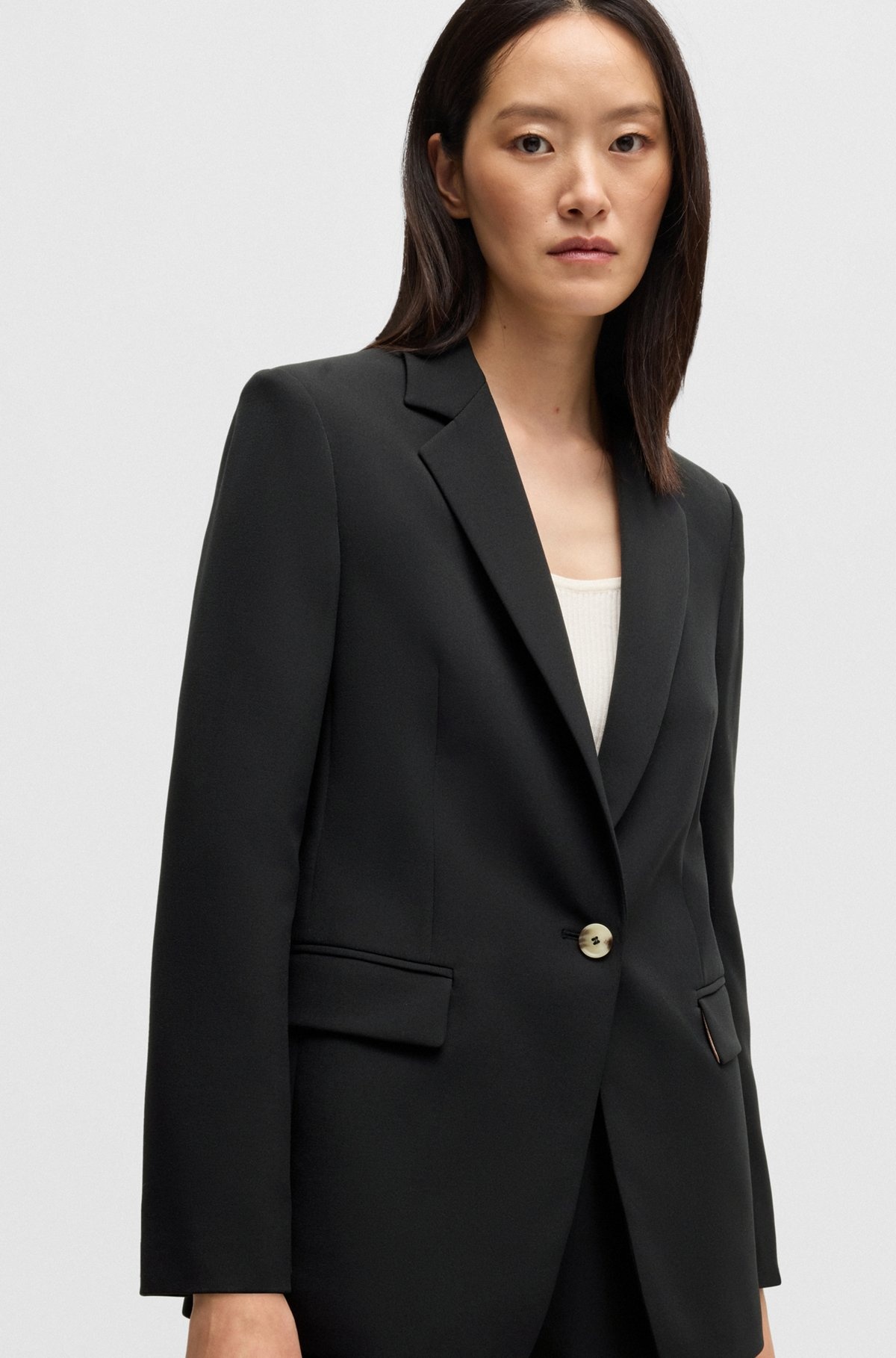 SINGLE-BREASTED JACKET IN STRETCH FABRIC - 6