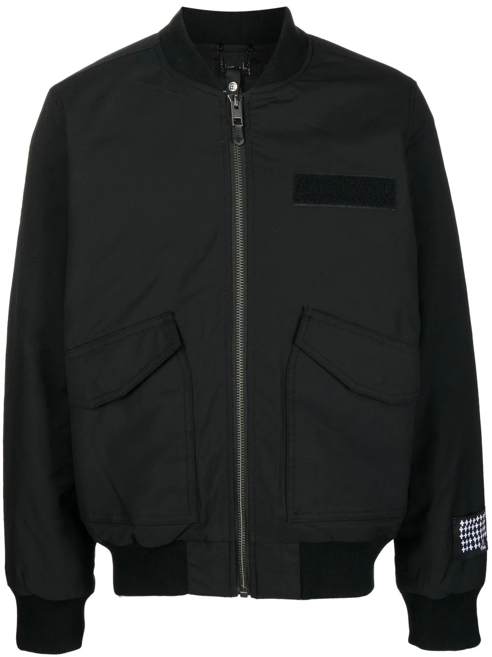 patch-detail zip-up bomber jacket - 1