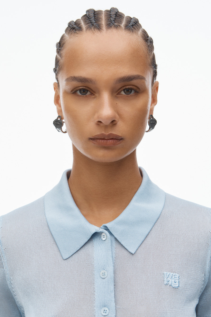 Logo Embroidered Polo Cardigan in Viscose 3