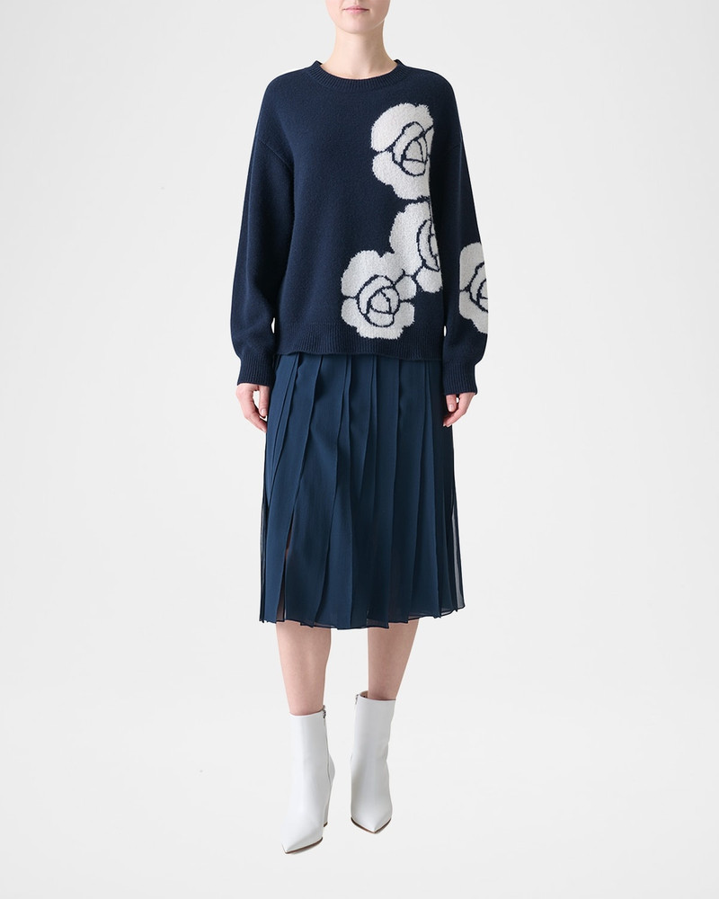 AKRIS 3D Anemone Intarsia Cashmere-Silk Sweater outlook
