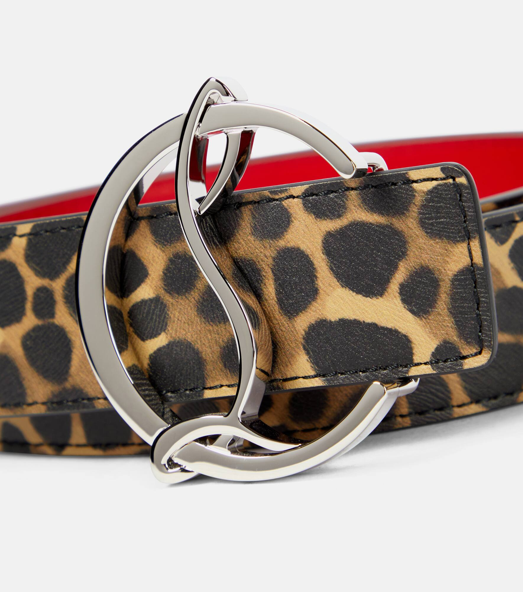 Leopard-print leather belt - 3