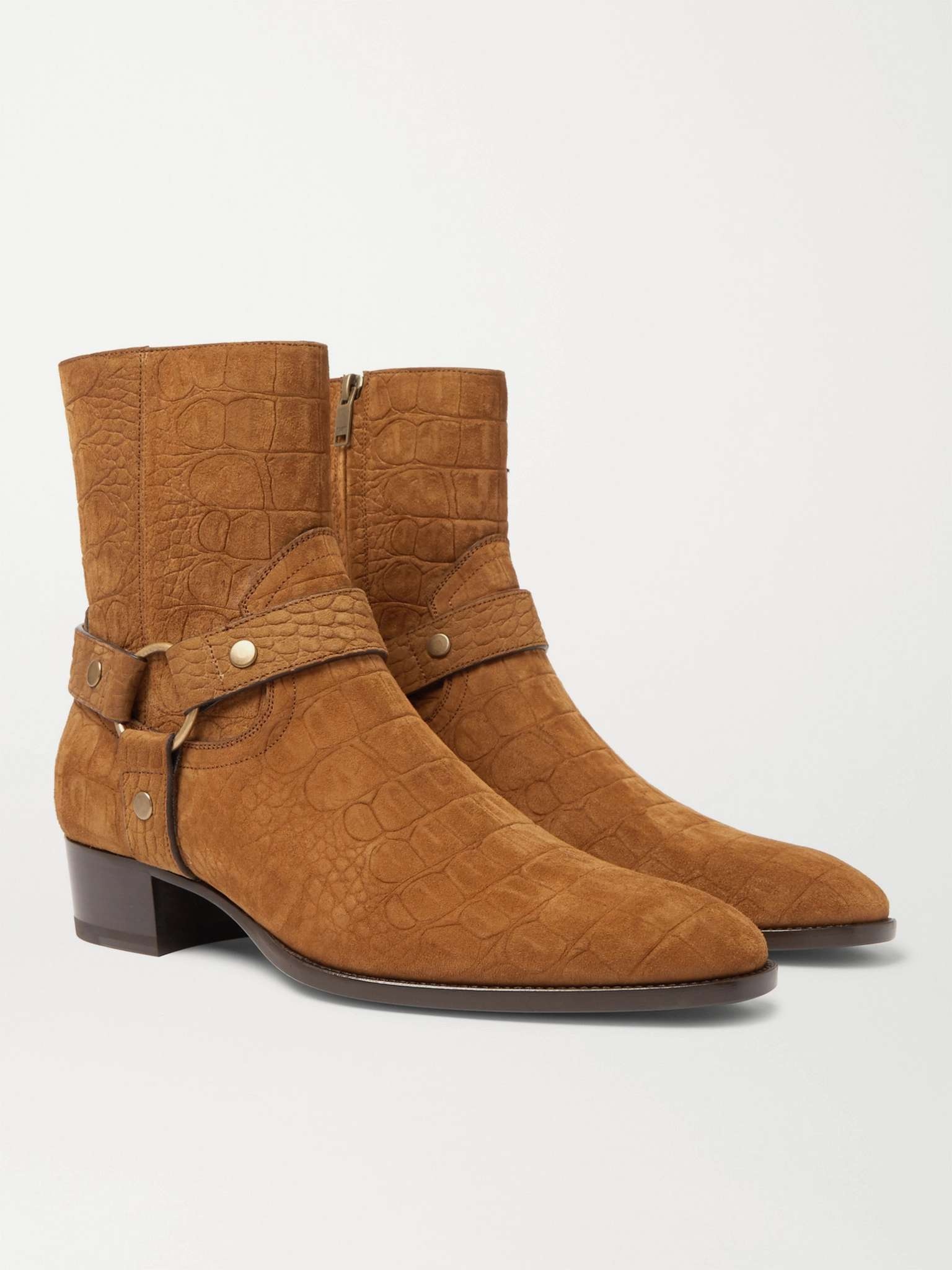 Wyatt 40 Croc-Effect Suede Boots - 4