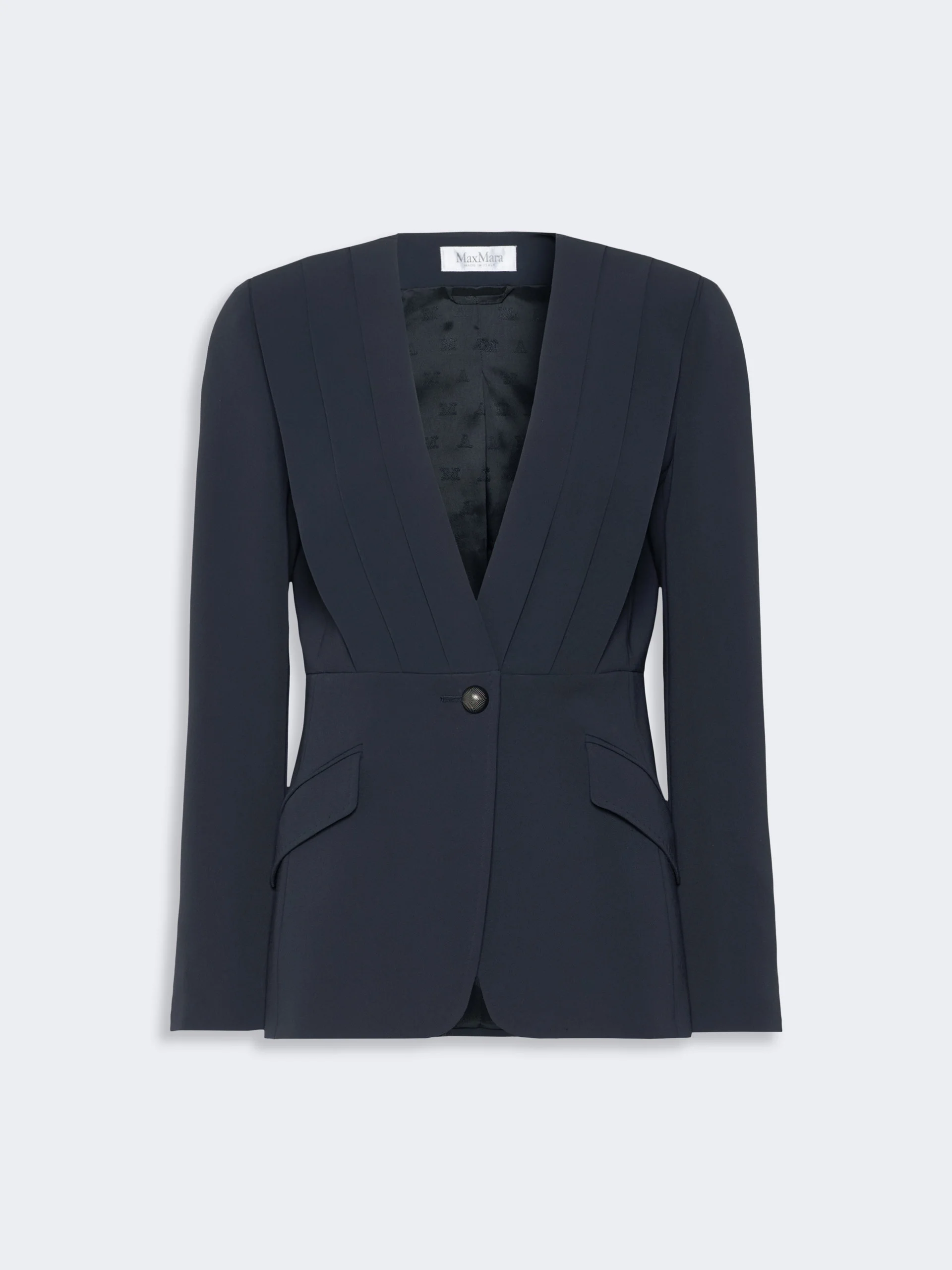 NAVILE Single-breasted compact cady jacket - MIDNIGHTBLUE - 1