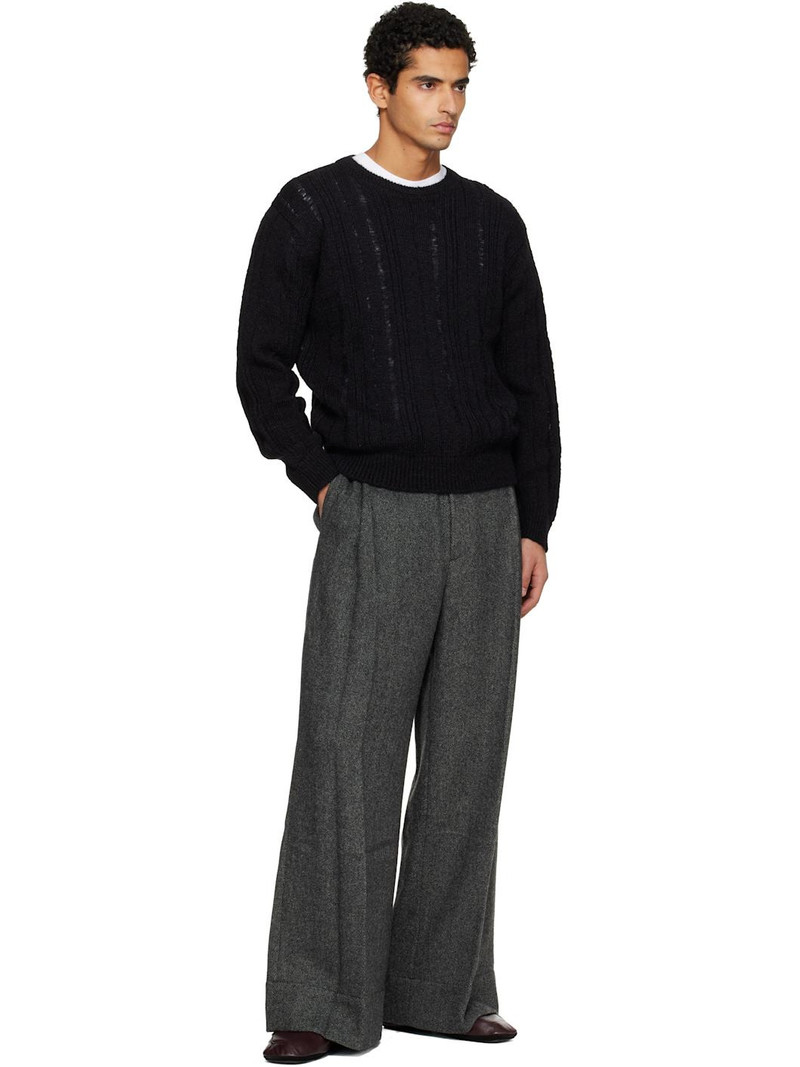 Tonywack Gray Deep Tuck Wide-Leg Trousers outlook
