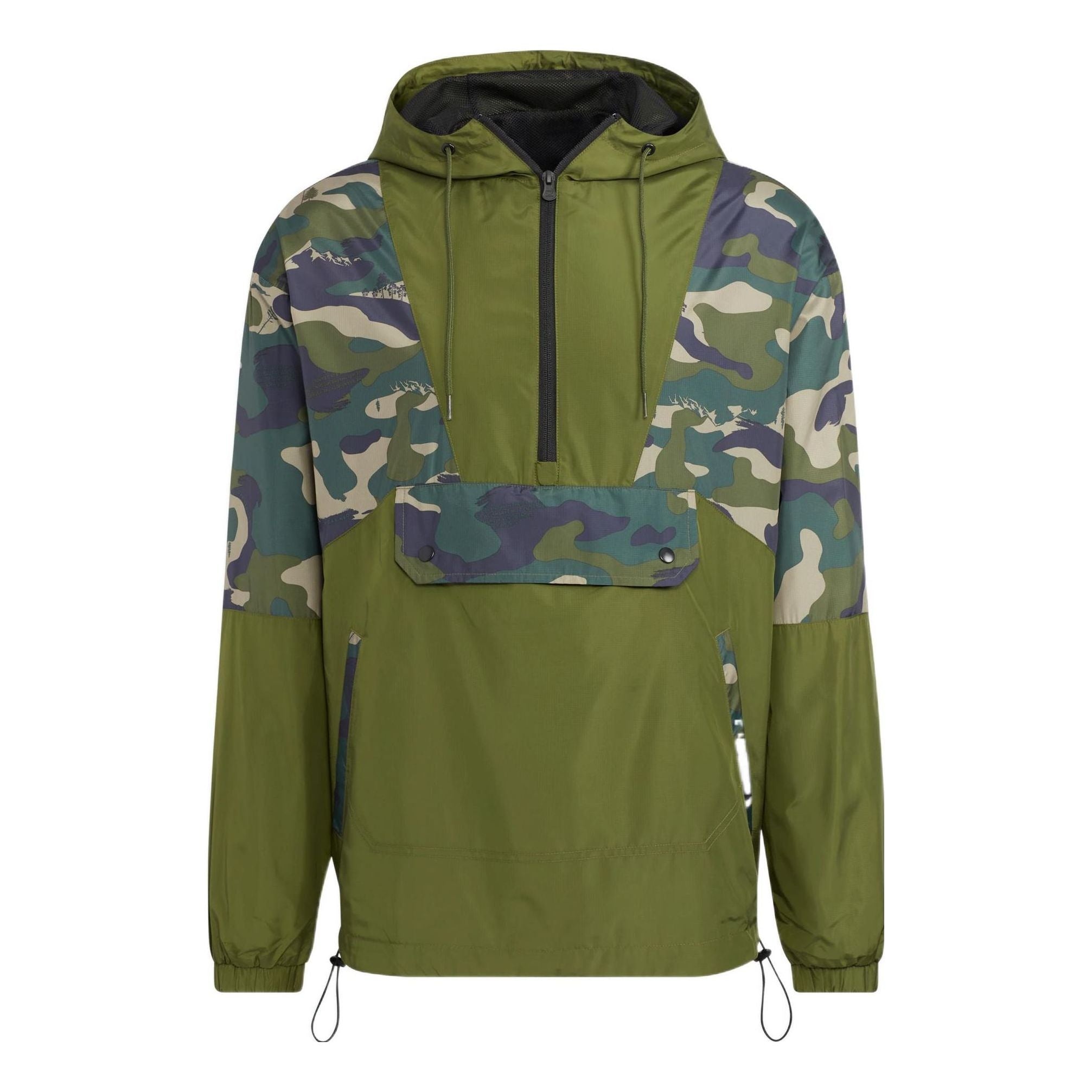 adidas neo U Util Wb 1 Printing Pattern Half Zipper Hooded Jacket Green HN2424 - 1