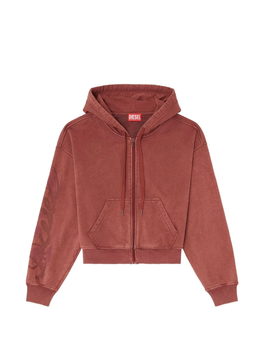zip-up hoodie with puff-print floral logo - 1