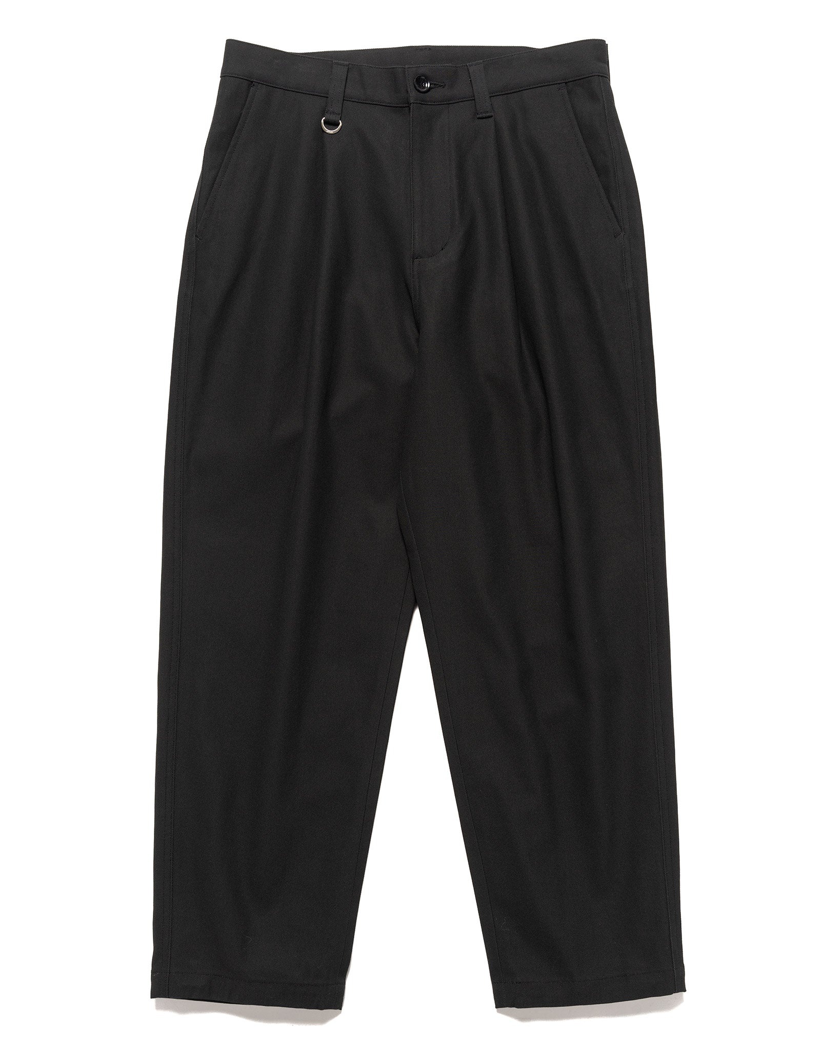 High Twisted Washer Cotton Serge Wide Tapered Pants Black - 1