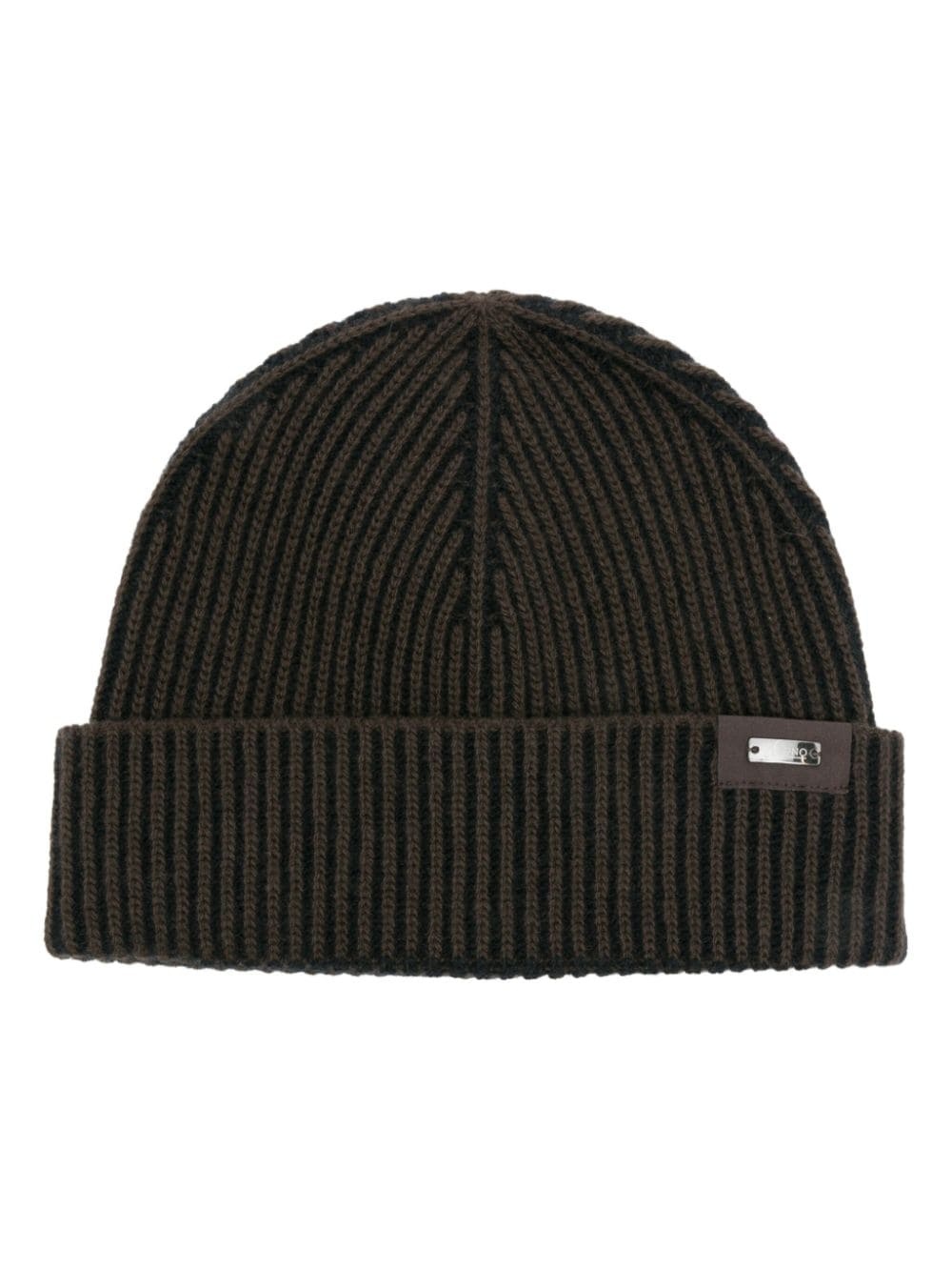 ribbed-knit logo-plaque beanie - 1