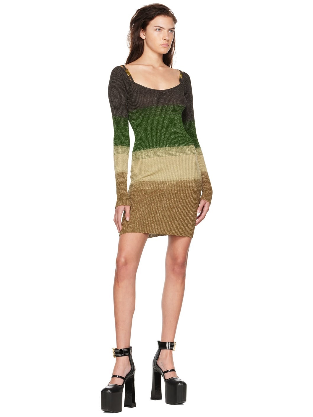 SSENSE Exclusive Brown & Green Minidress - 4