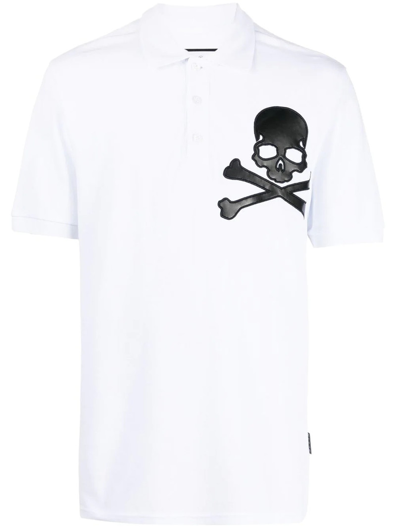 Skull-patch cotton polo shirt 1