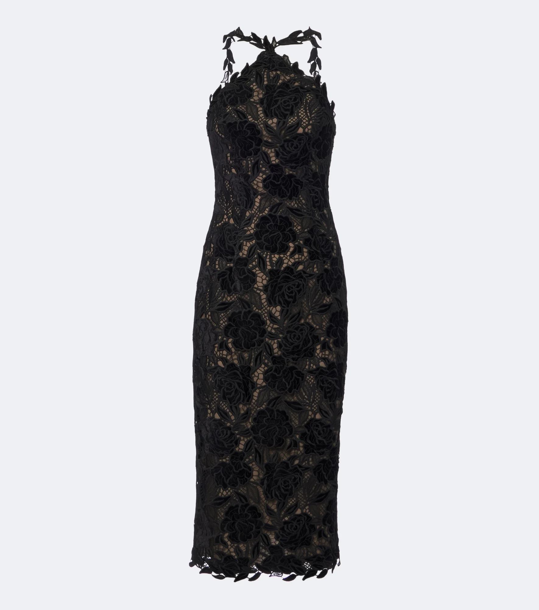 Guipure lace halterneck cocktail dress - 1