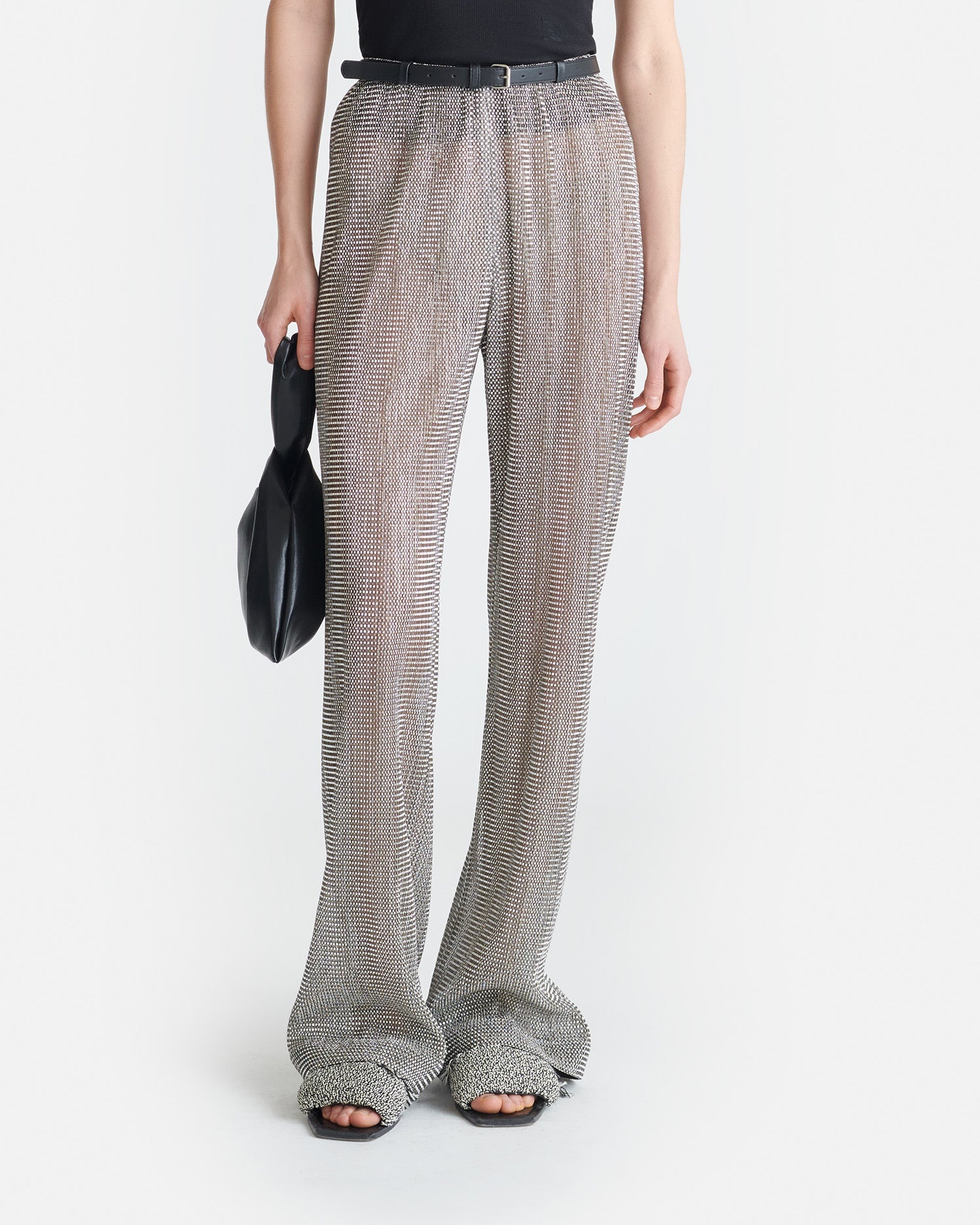 Leather-Trimmed Metallic Pants - 4