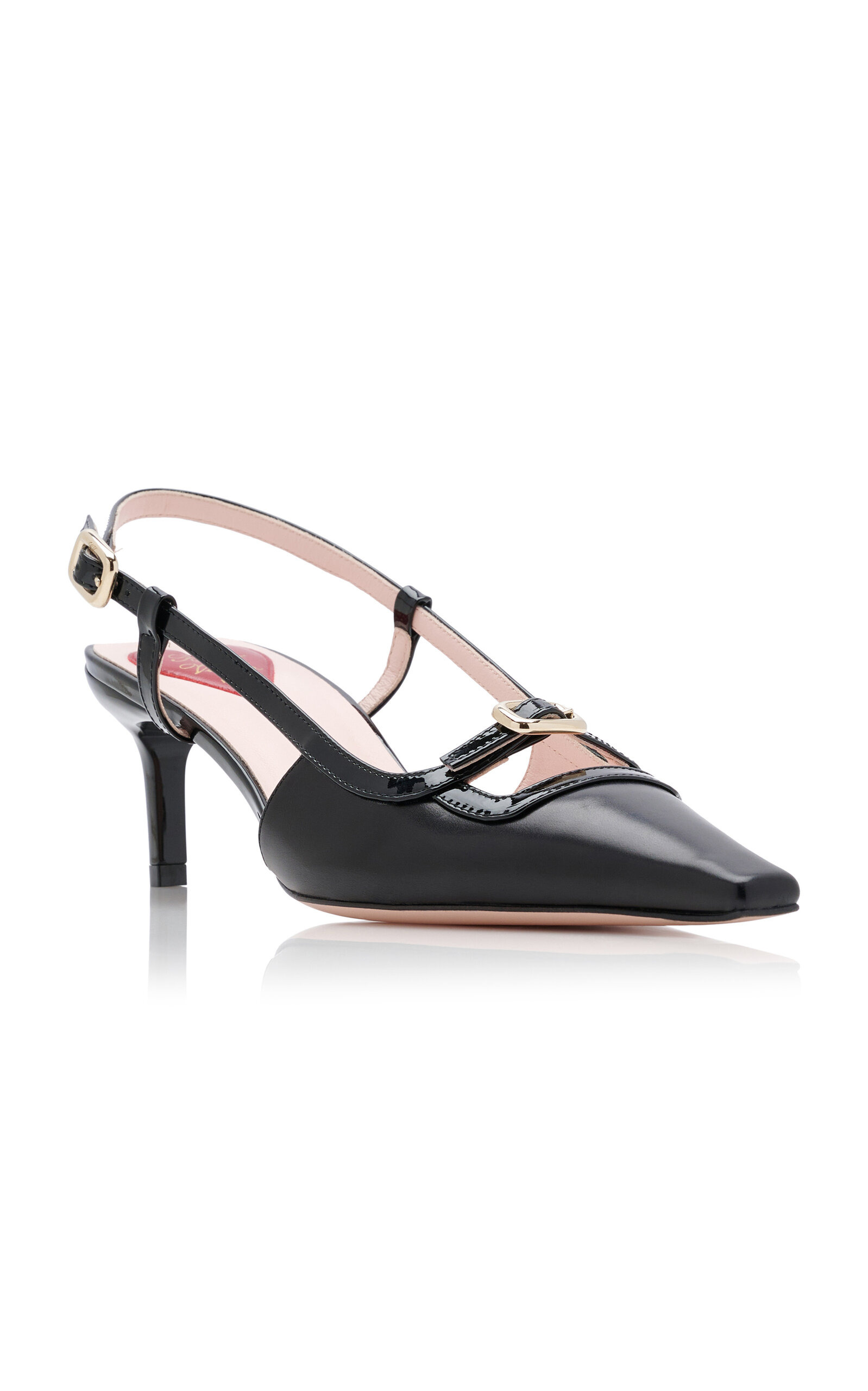 Mini Buckle Leather Slingback Pumps black - 5