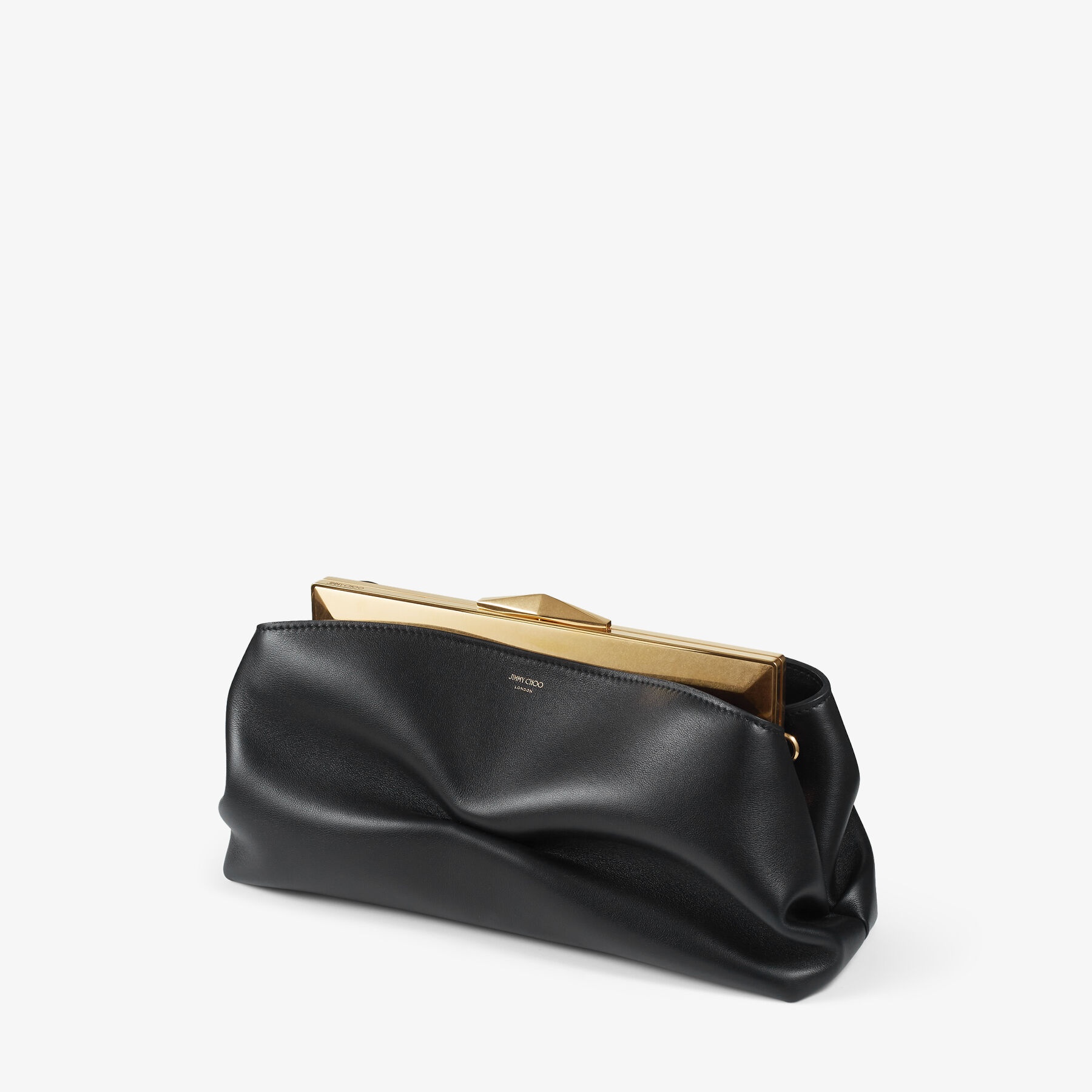 Diamond Frame Clutch
Black Soft Calf Leather Clutch Bag with Chain Strap - 6
