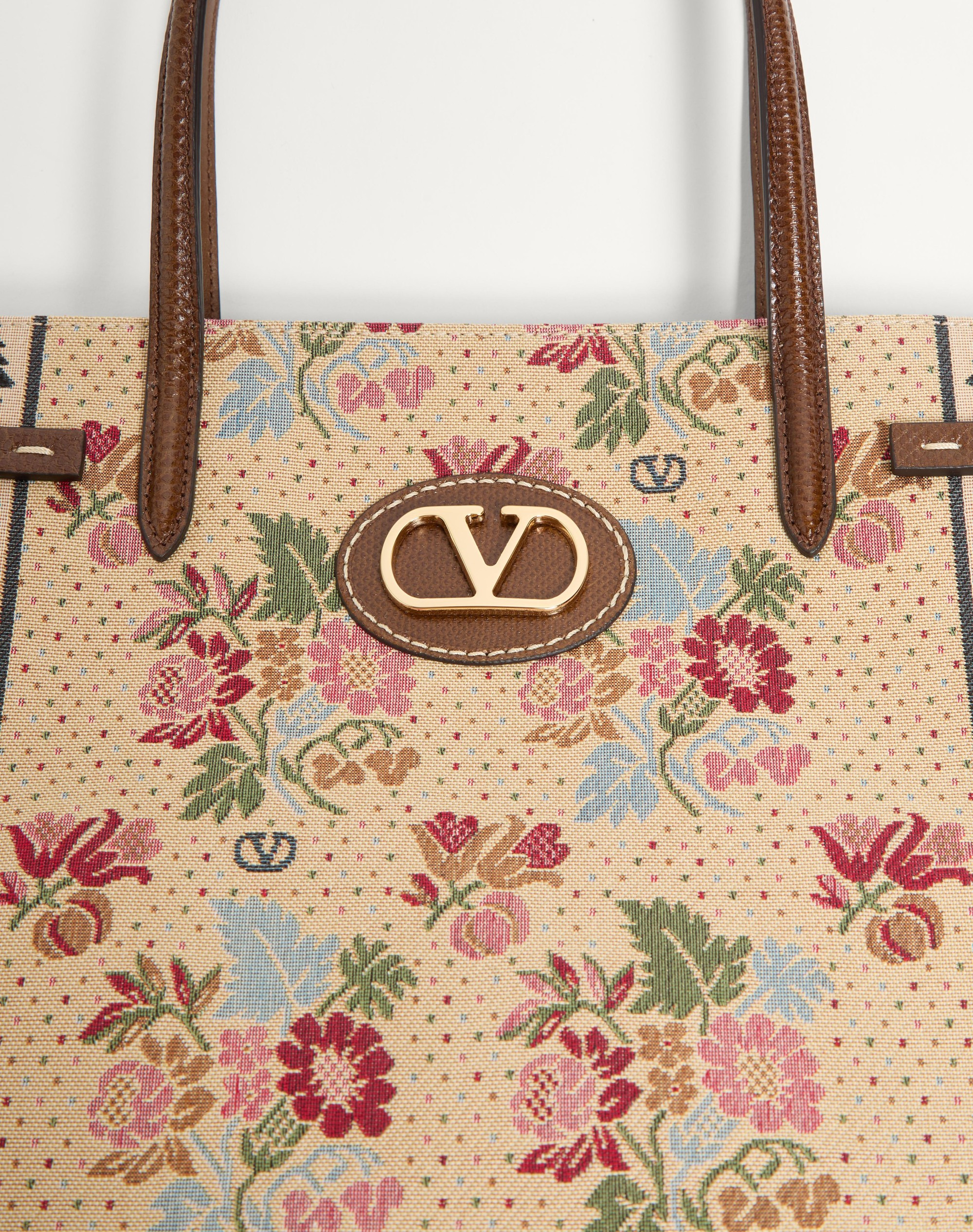 VALENTINO GARAVANI ANTIBES MEDIUM SHOPPING BAG IN JACQUARD AND KARUNG FABRIC - 8