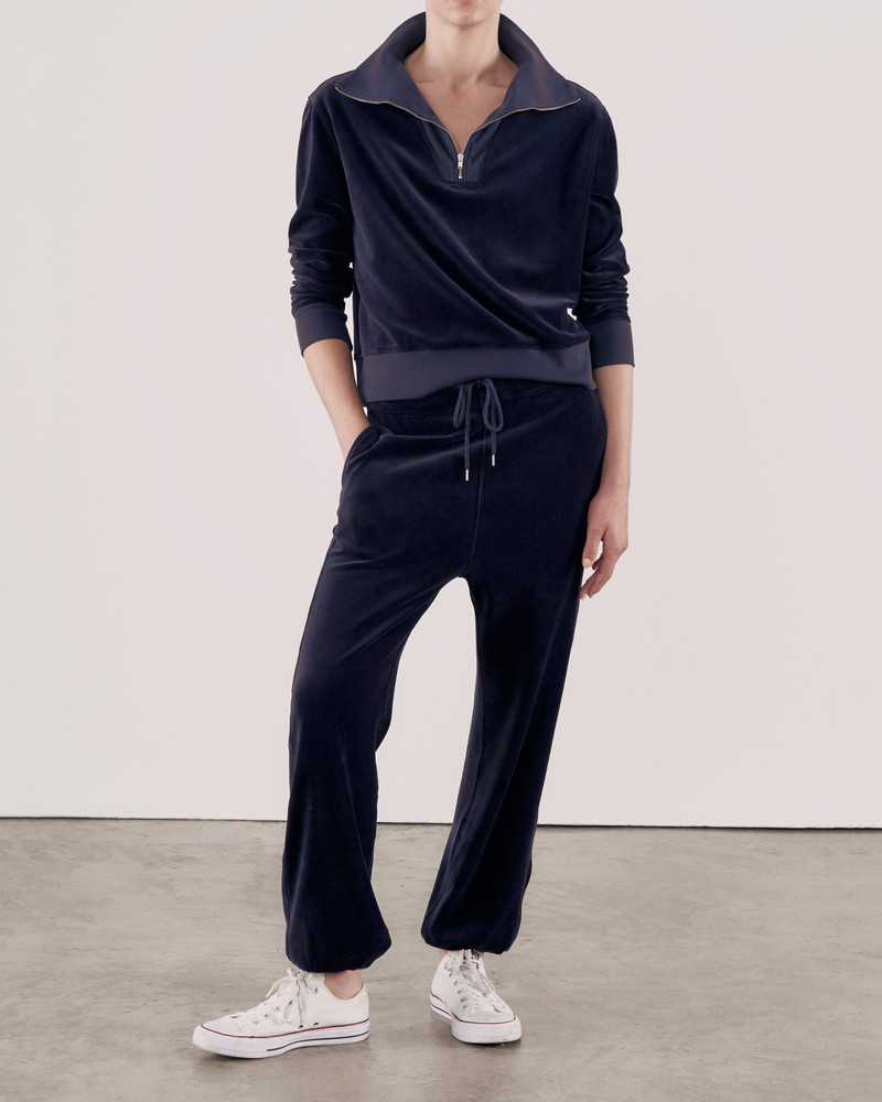 NILI LOTAN BENTLEY VELOUR QUARTER ZIP SWEATSHIRT outlook